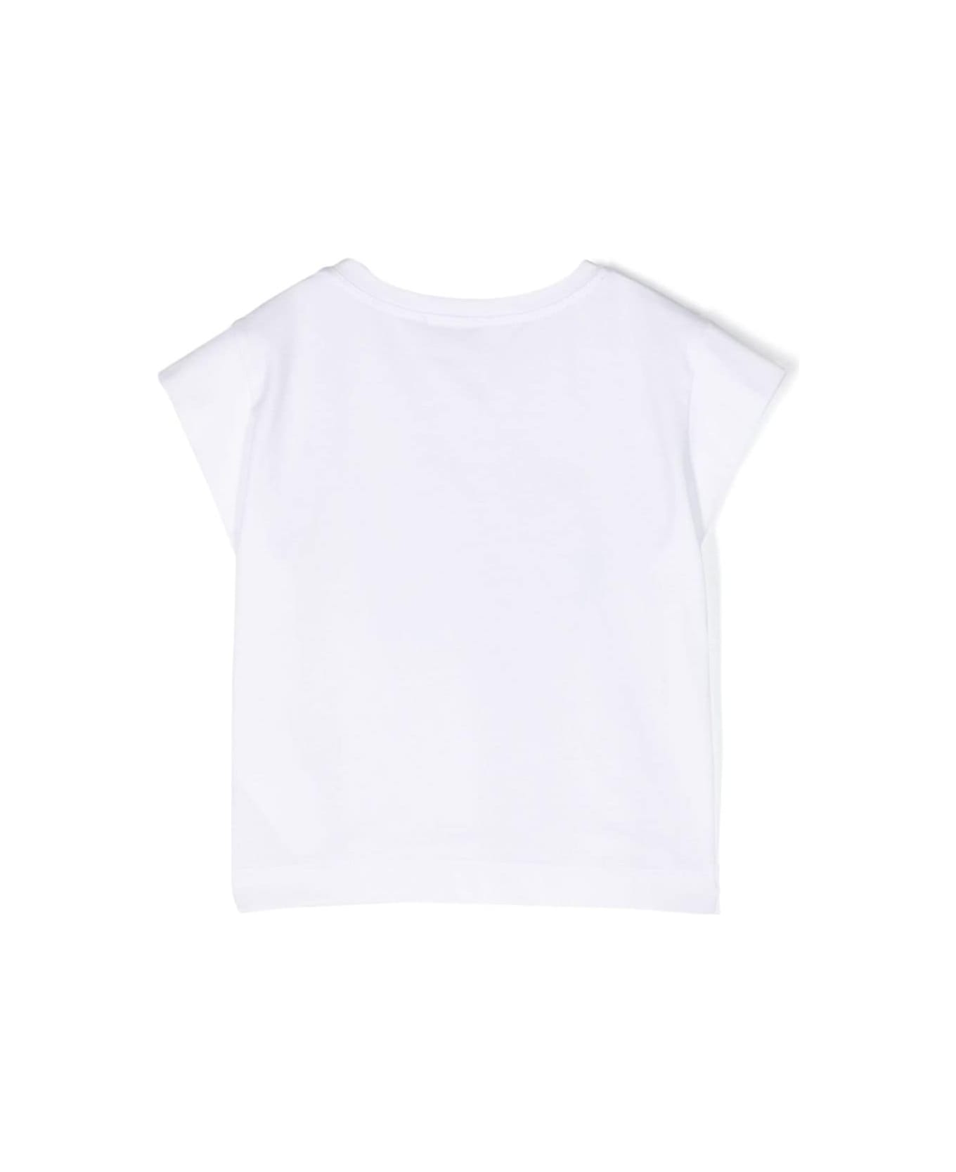 Chiara Ferragni White T-shirt With Logo Lettering Print In Stretch Cotton Girl - White