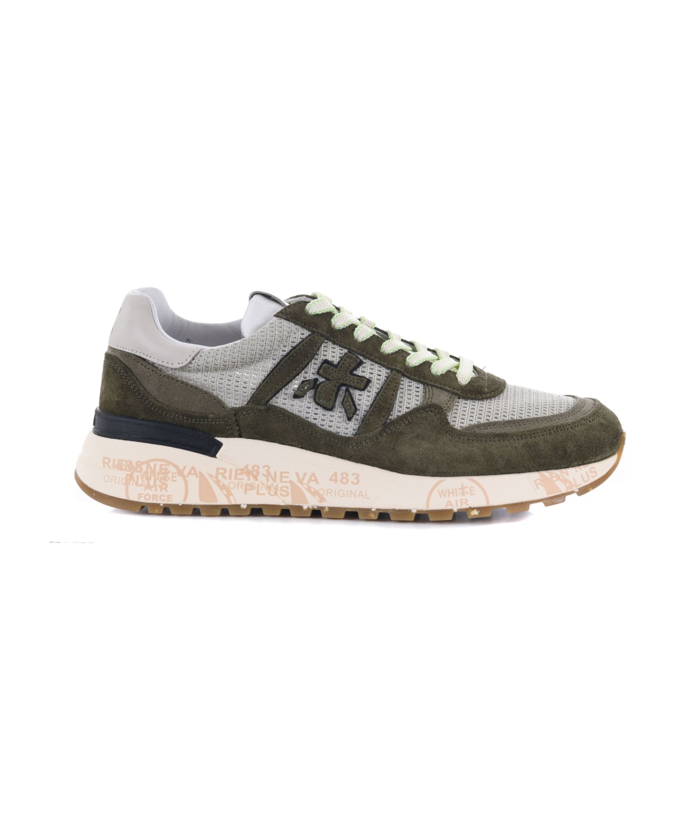 Premiata Sneakers In Suede And Perforated Mesh - Verde militare スニーカー