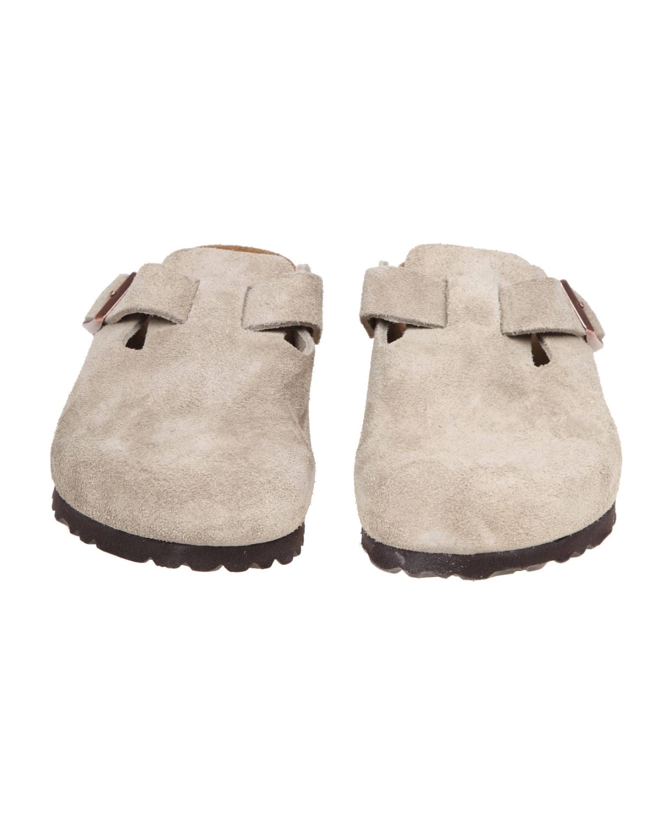 Birkenstock Boston Sfb Sabot In Taupe Suede Leather - Beige