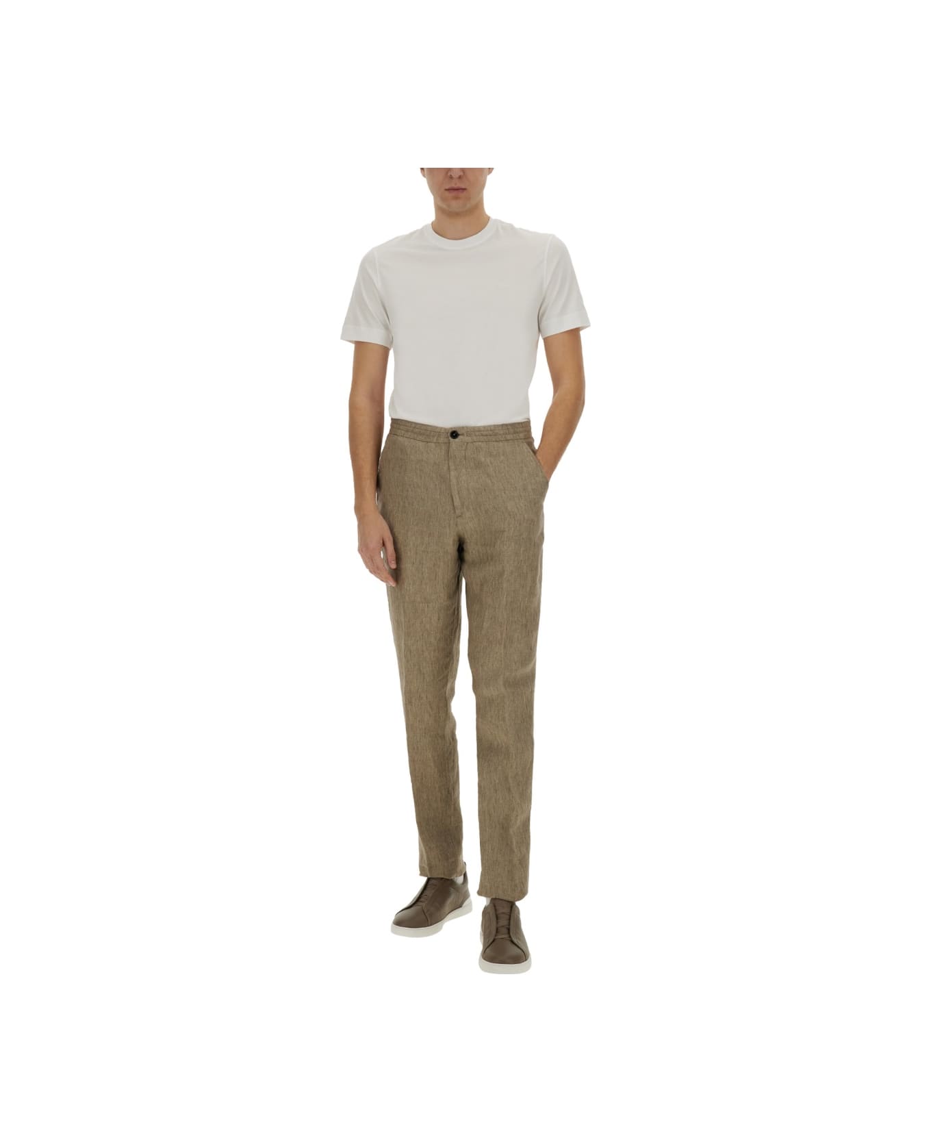 Zegna Linen Jogger Pants - BEIGE