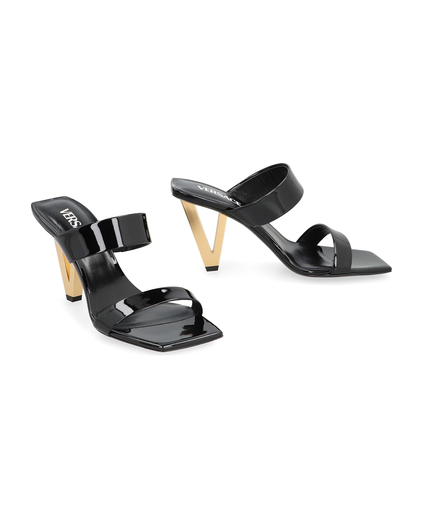Versace Patent Leather Mules - black