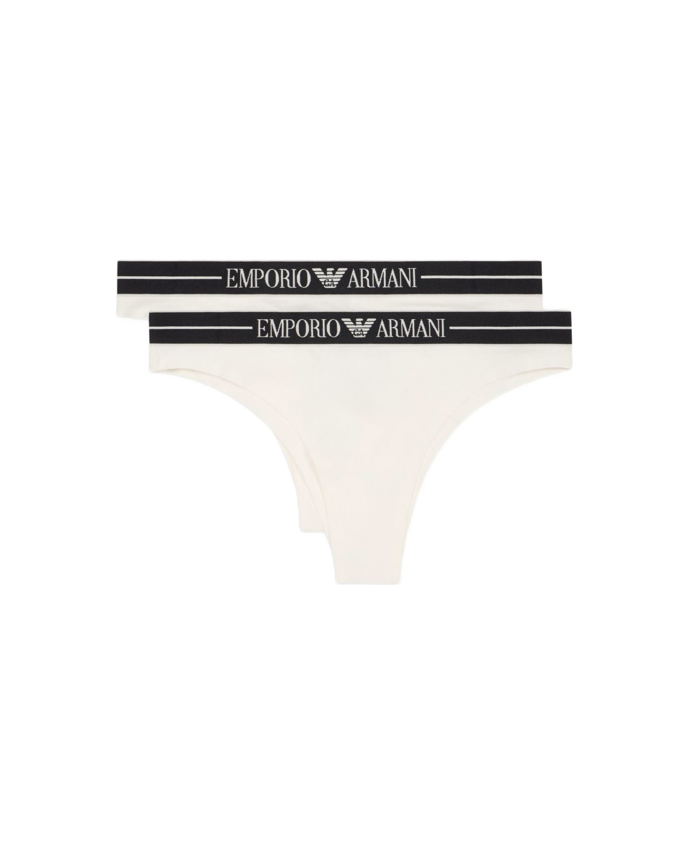 Emporio Armani Logo Briefs - 2 Pack - White