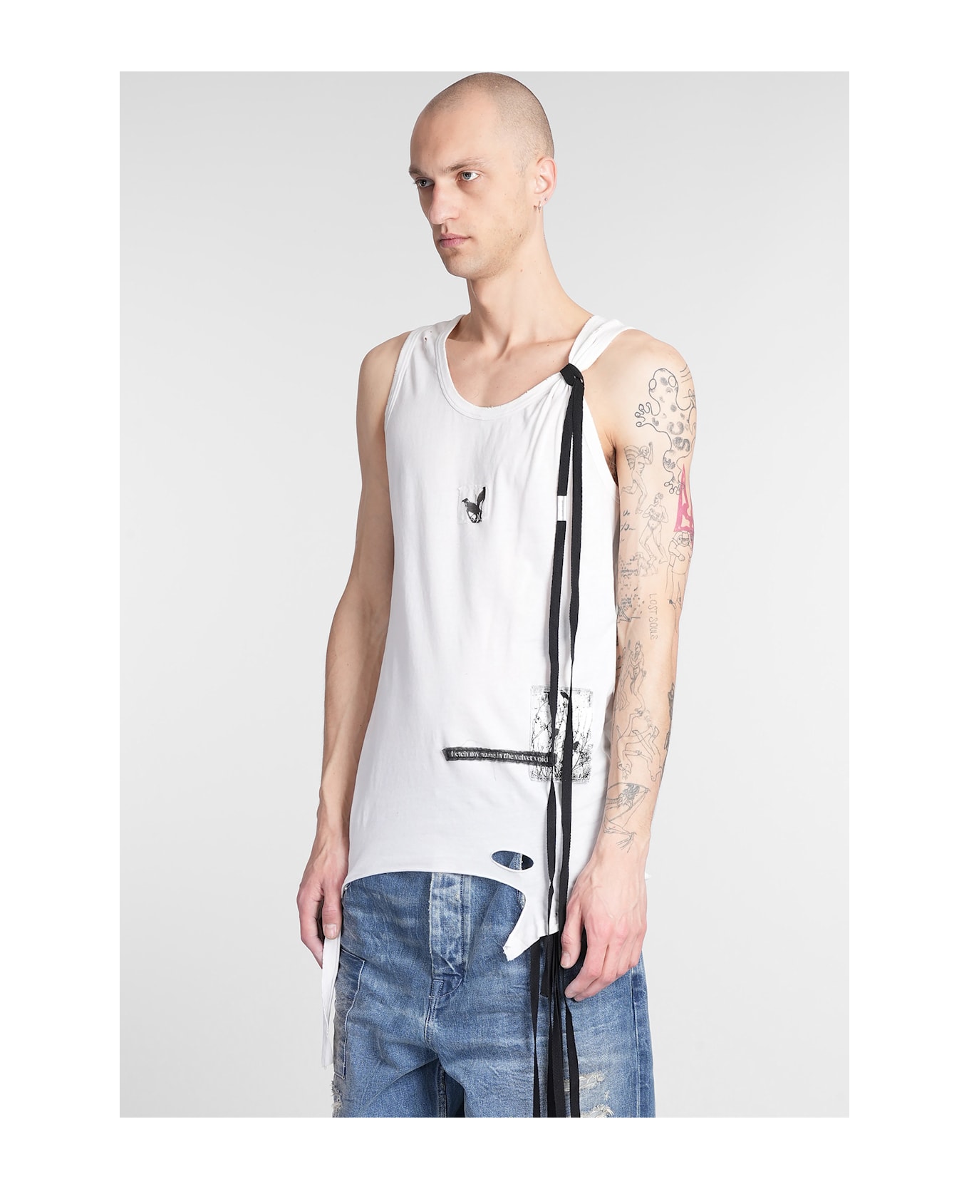 Ann Demeulemeester Seva Tank Top In Grey Cotton - grey