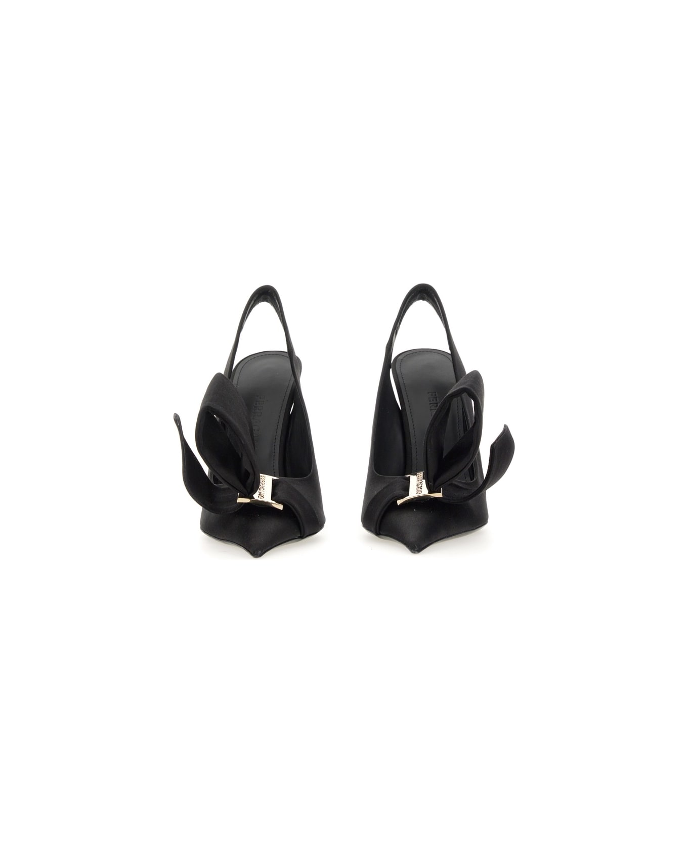 Ferragamo Sandal With Asymmetrical Bow - BLACK ハイヒール