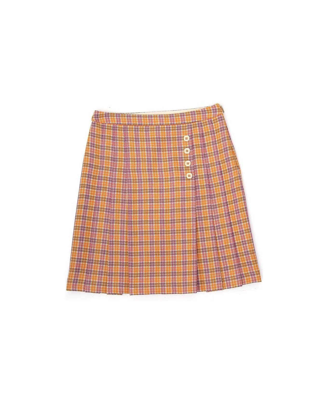 Gucci Checked Logo Patch Skirt