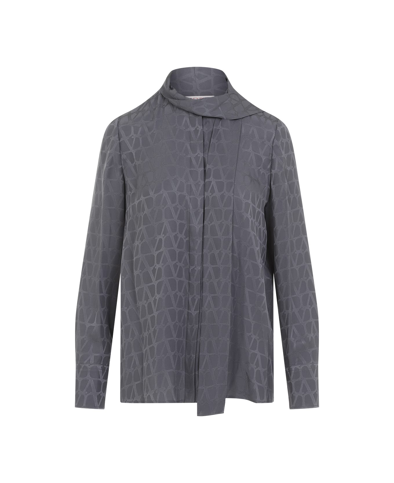 Valentino Garavani Toile Iconographe Silk Blouse - Mxe Stone Grey