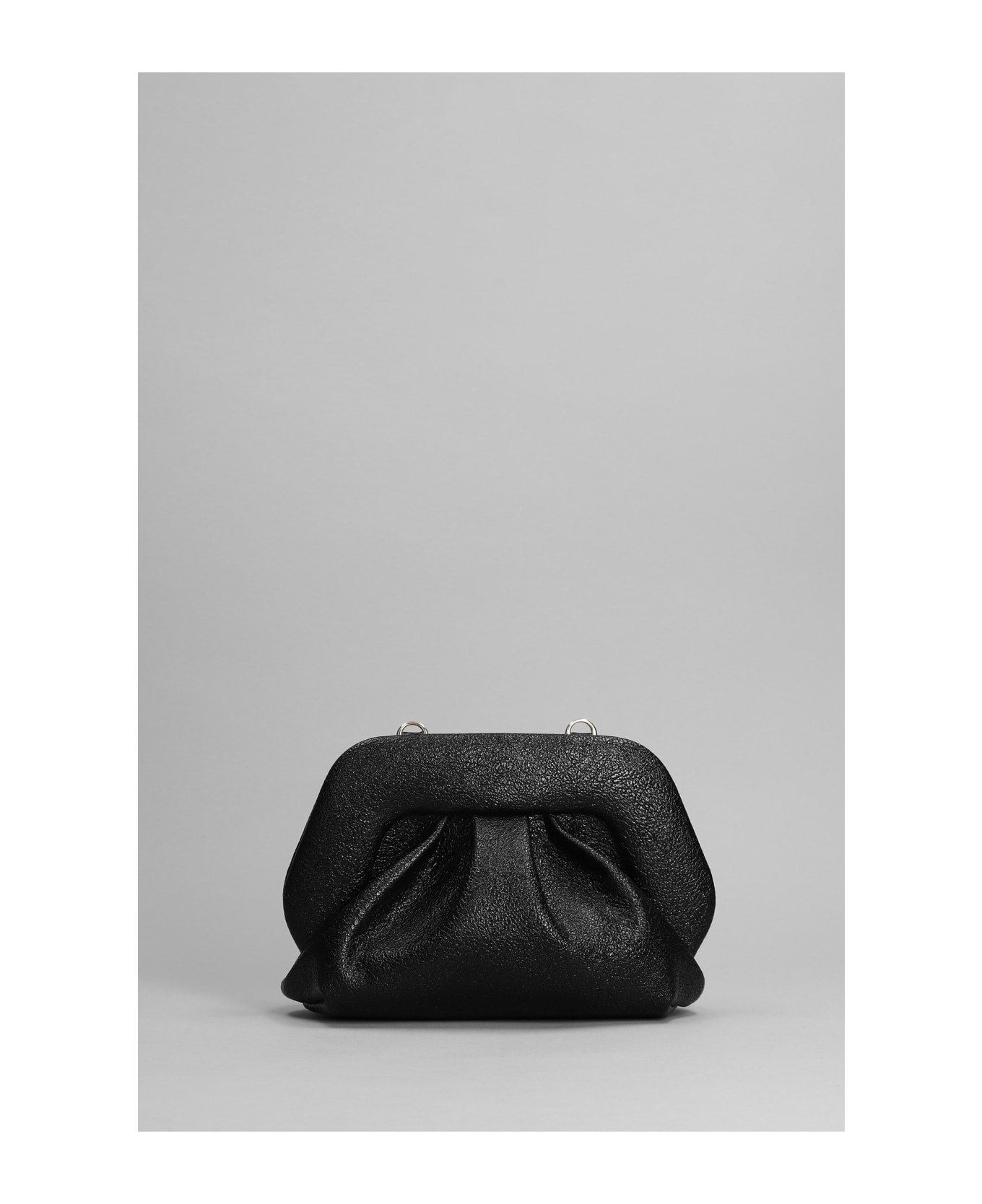 THEMOIRè Gea Laminated Clutch In Black Faux Leather - black