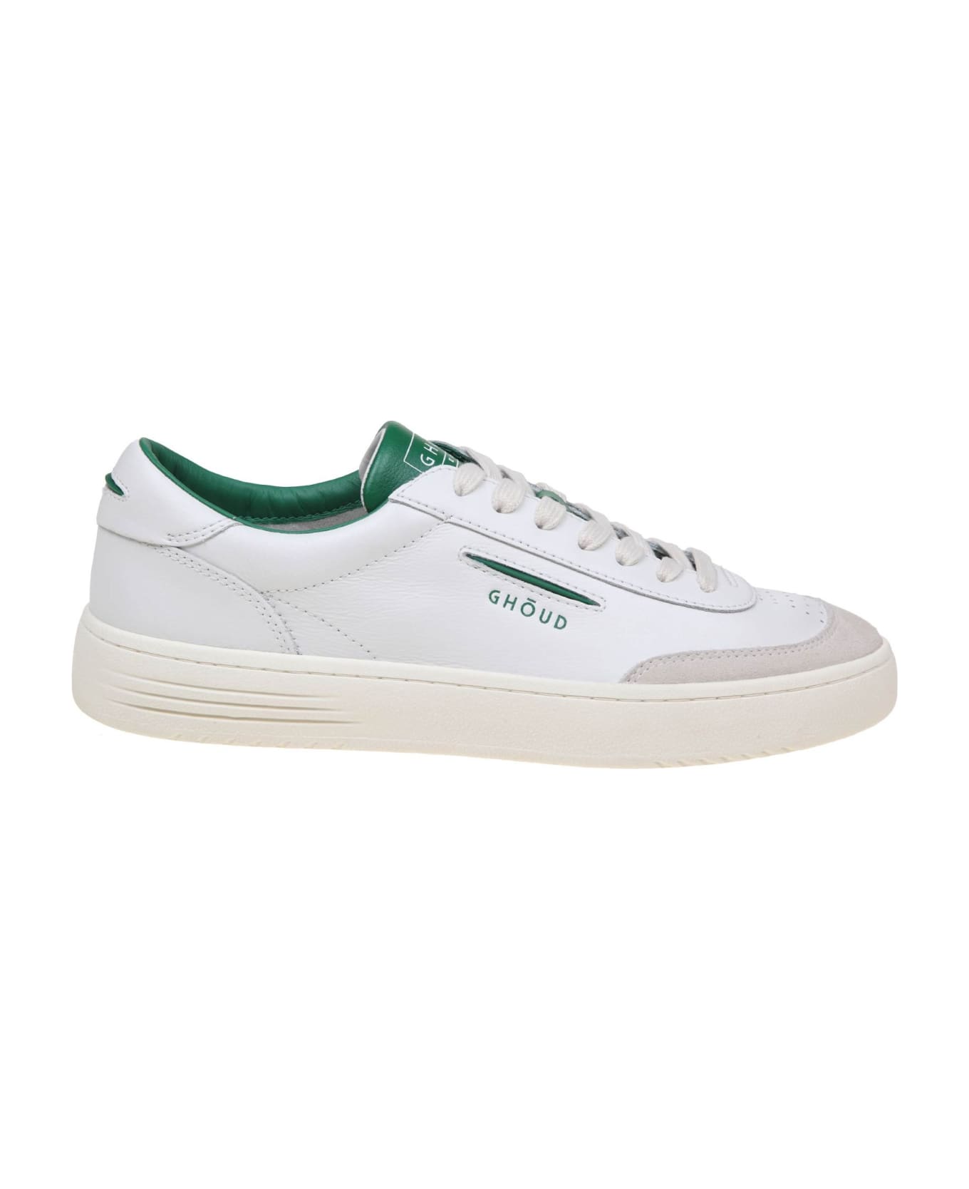 GHOUD Lido Low Sneakers In White/green Leather And Suede - Green