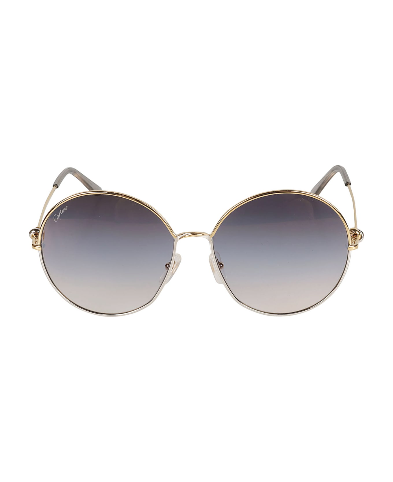 Cartier Eyewear Round Frame Sunglasses - Gold/Grey