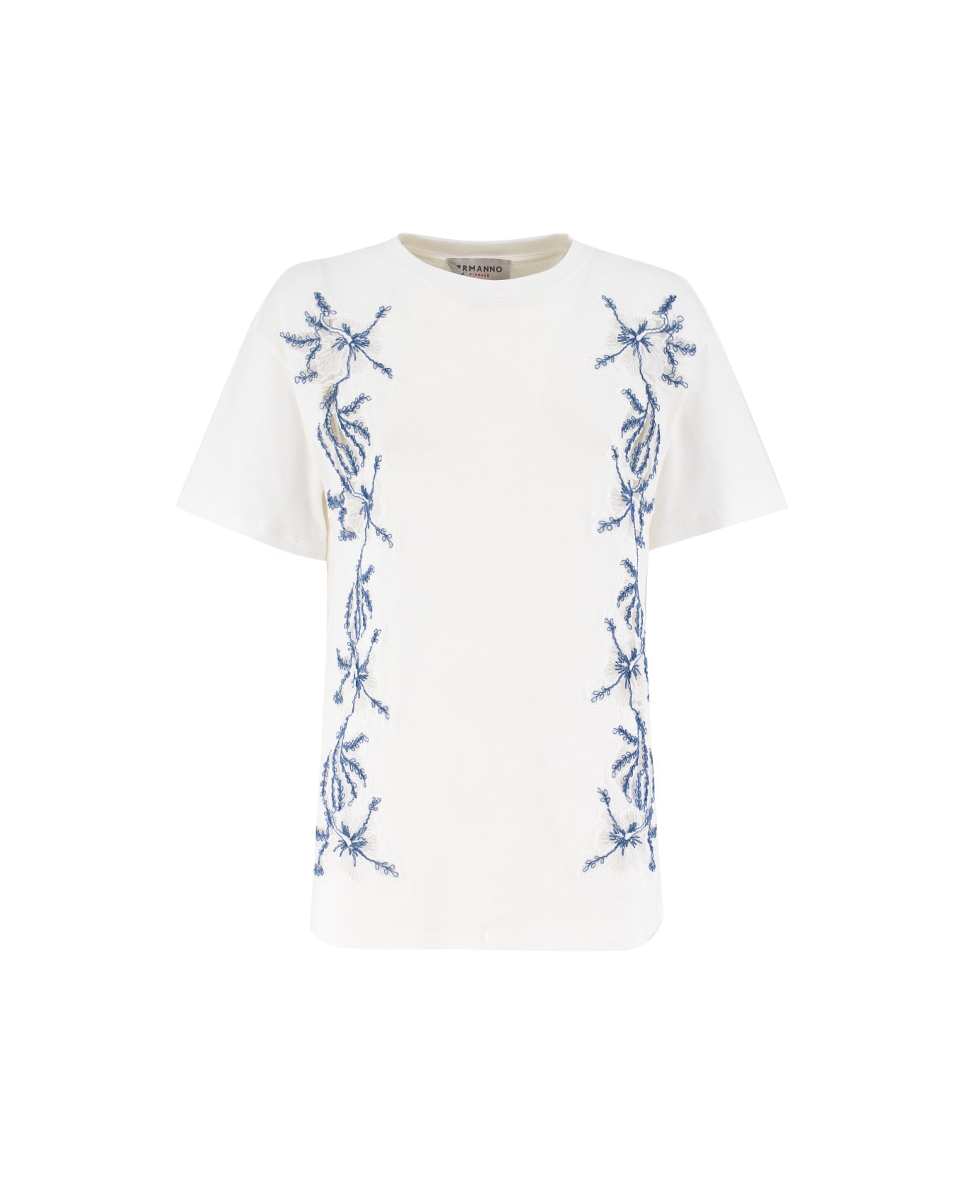 Ermanno Firenze T-shirt - OFF WHITE/LIGHT BLUE Tシャツ