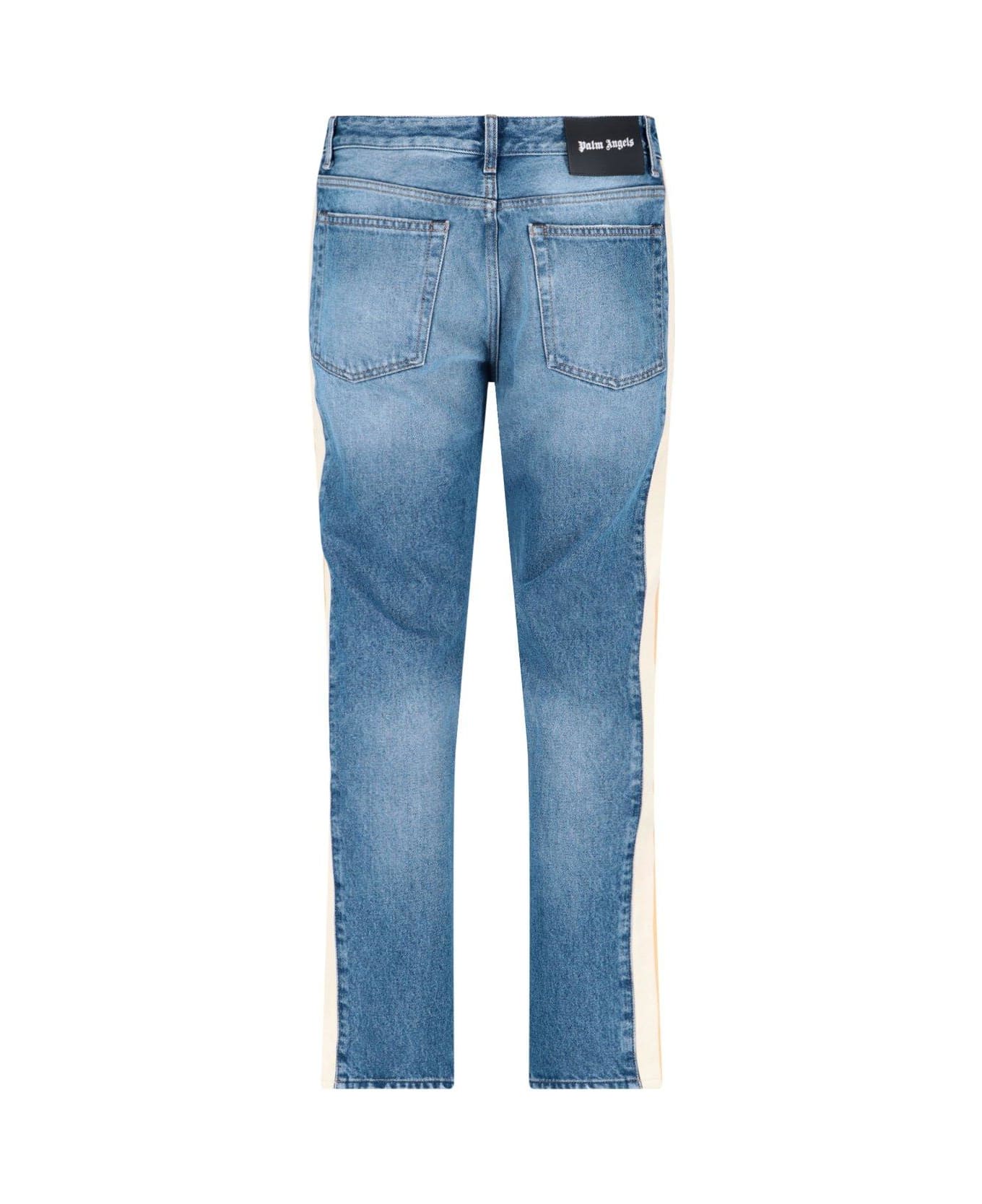 Palm Angels Logo Patch Straight Leg Jeans - Clear Blue デニム