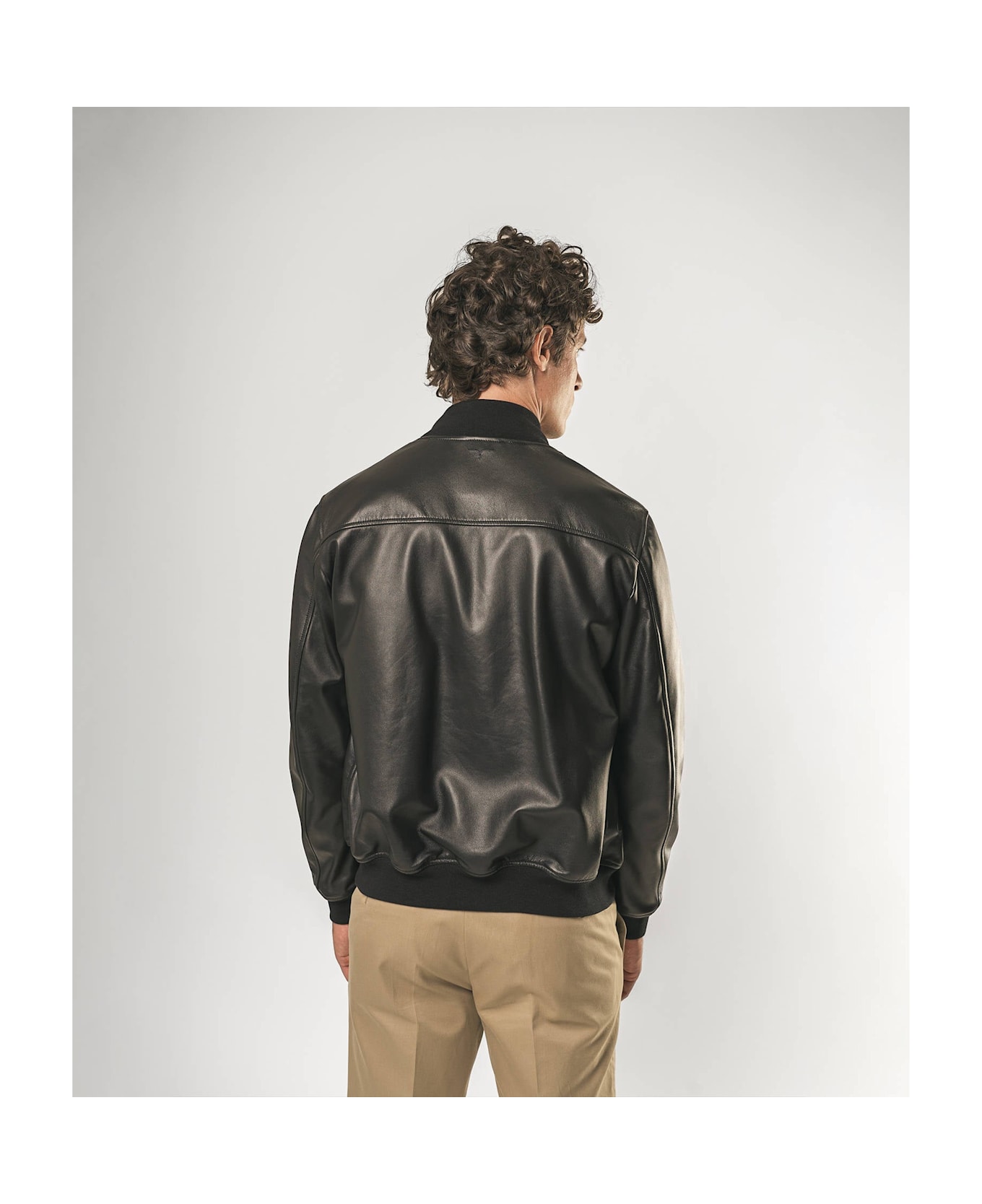 Larusmiani Notthingam Bomber Leather Jacket - Black