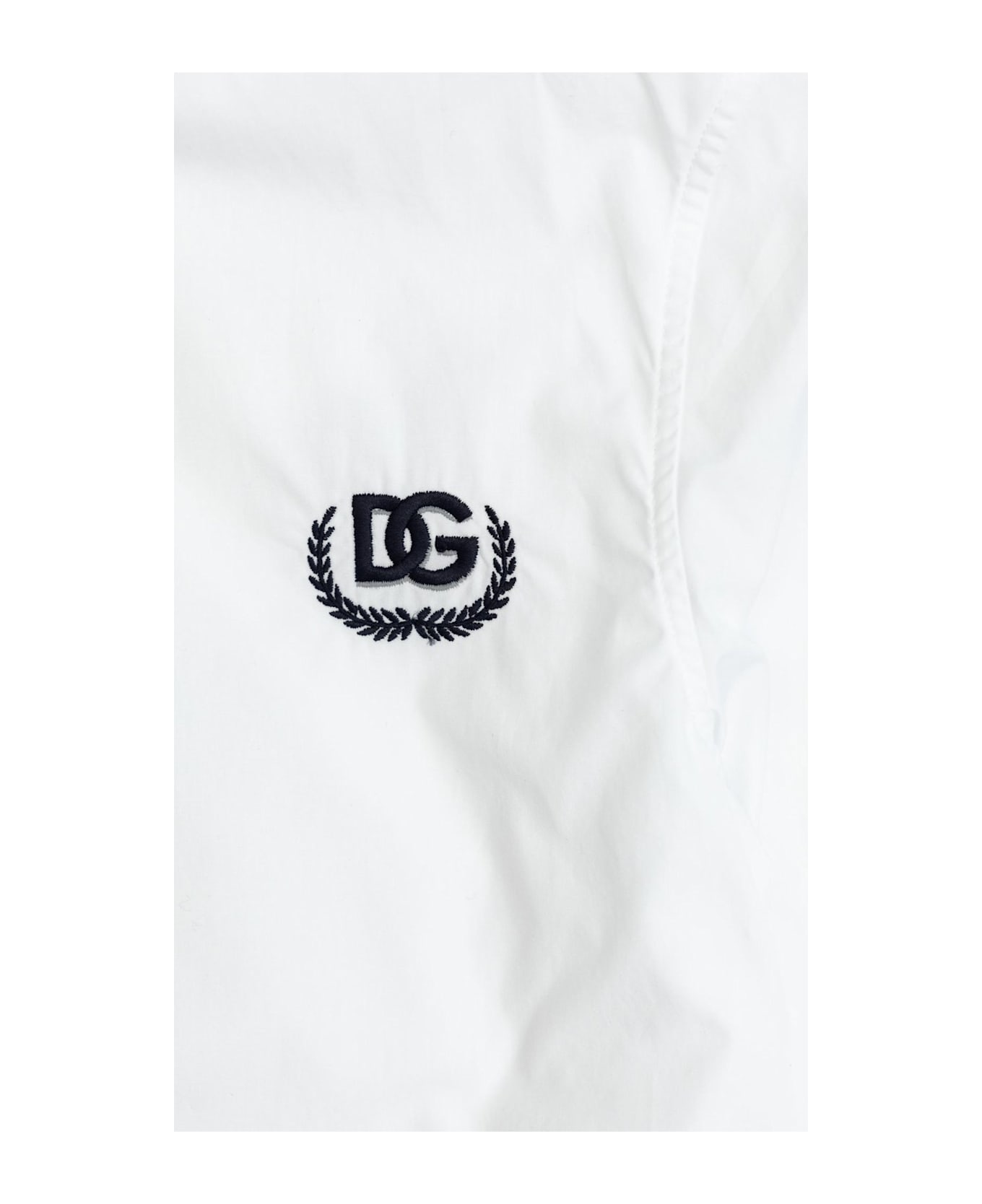 Dolce & Gabbana Dg Logo Embroidered Poplin Shirt - Bianco Ottico