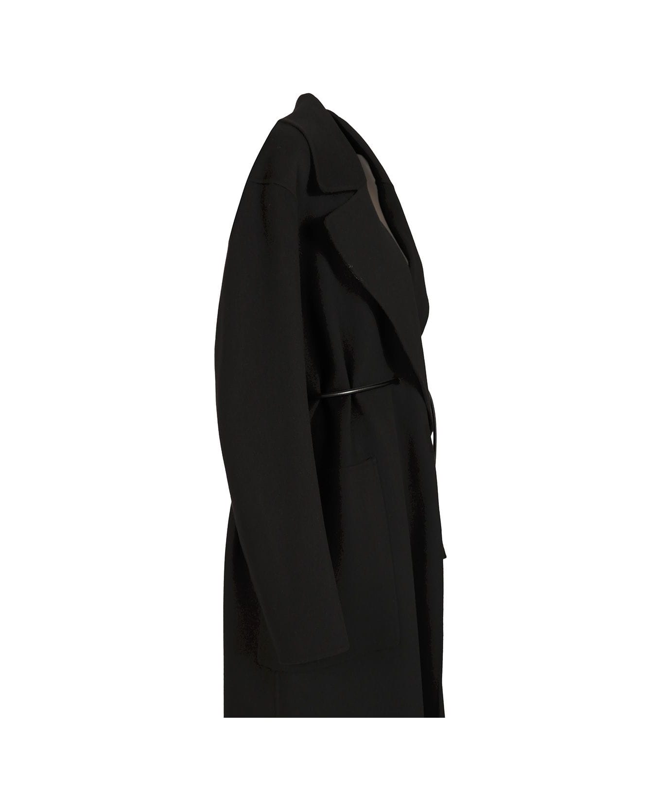 SportMax Double Wool Dressing Gown Coat - BLACK