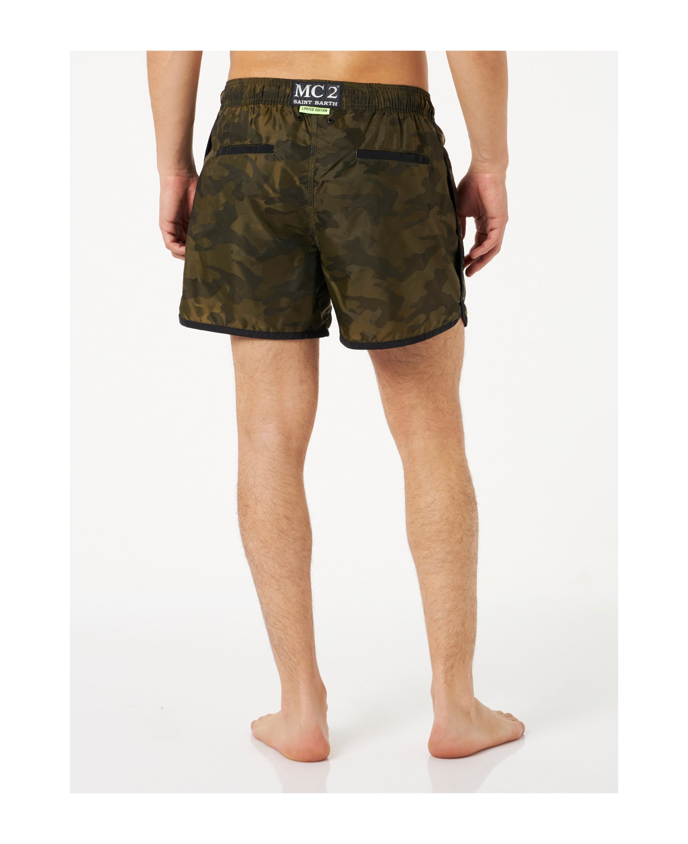 MC2 Saint Barth Man Swimshorts With Side Logo And Contrast - GREEN