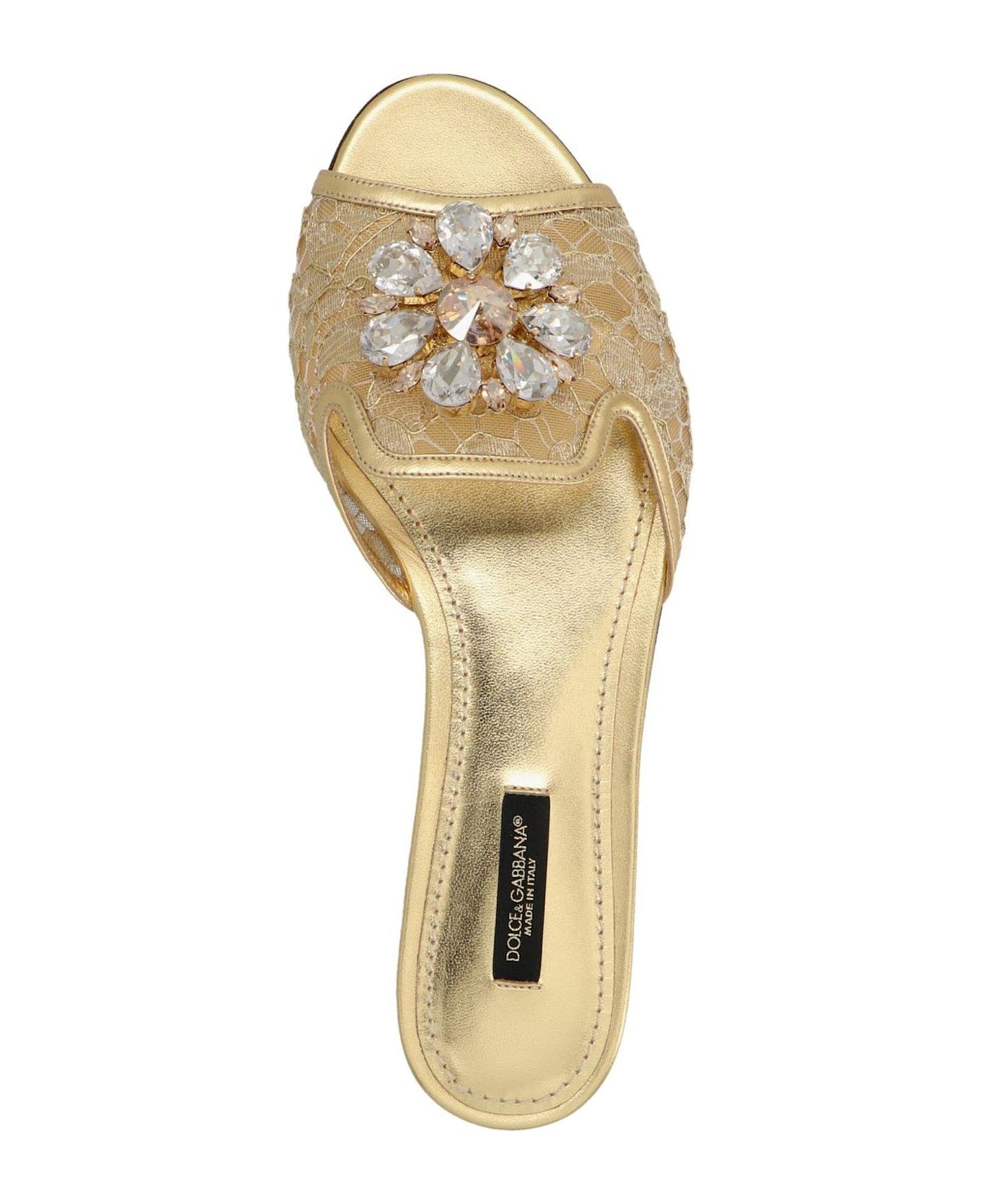 Dolce 
Gabbana Embellished Slip-on Sandals - Golden