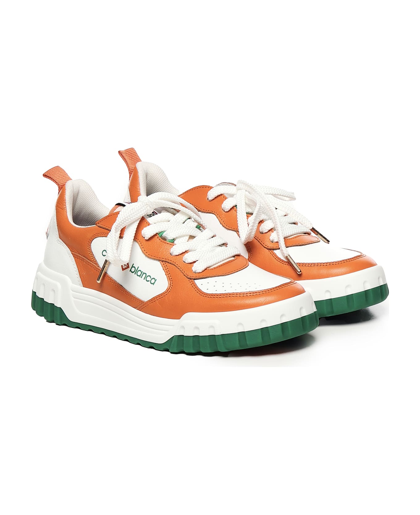 Casablanca Court Sneakers - WHITE, orange