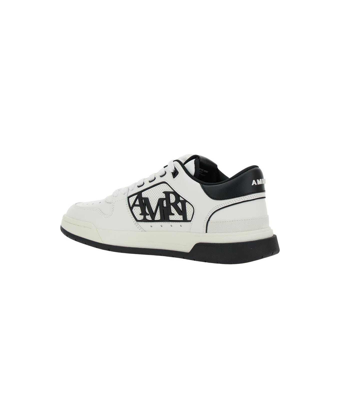 AMIRI White Low Top Sneakers With Logo Patch On The Side And Contrasting Heel With Logo Lettering In Leather Man - White