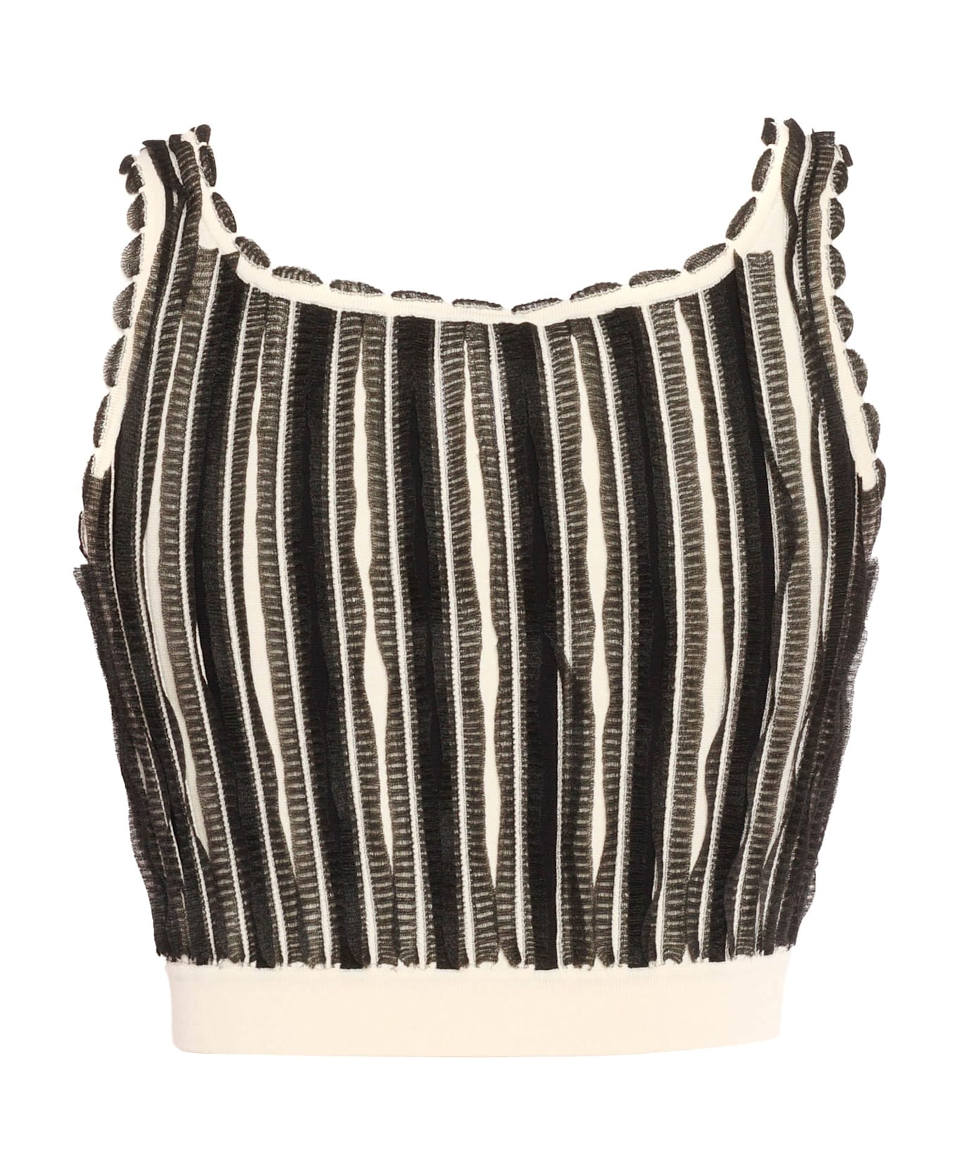 Elisabetta Franchi Micro-ruffles Top - BLACK