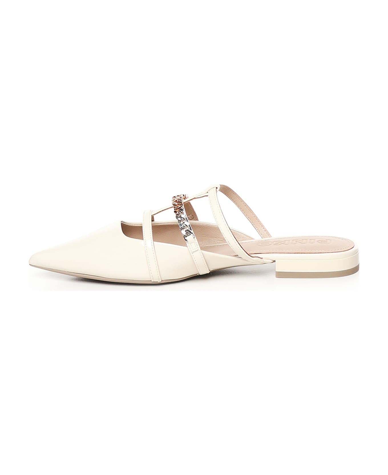Pinko Patent Leather Mules Ballerinas - White