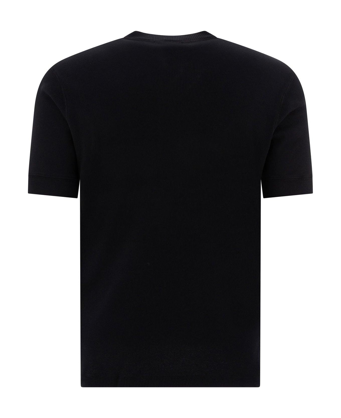 Tom Ford Fine-ribbed Logo Embroidered T-shirt - BLACK