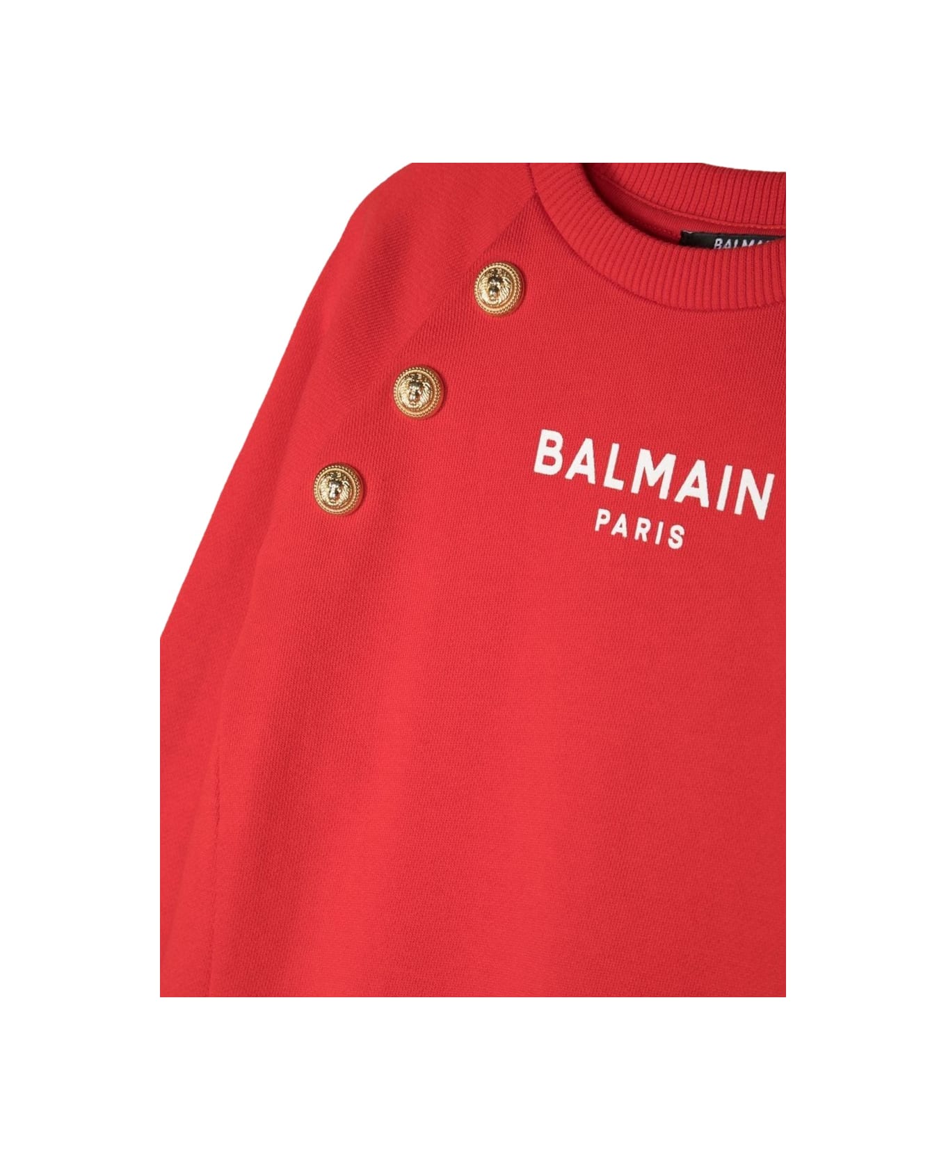 Balmain Ml Sweatshirt Dress Logo And Buttons - RED