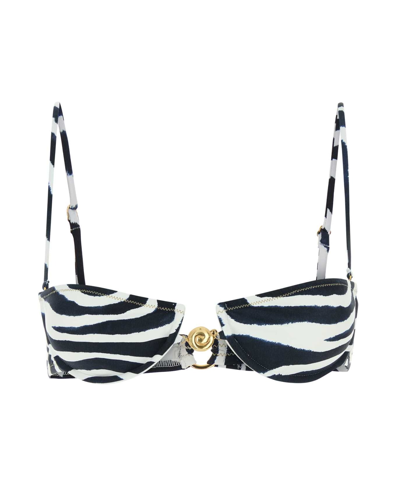Reina Olga Printed Stretch Nylon Hommond Bikini Top - BLUEZEBRA