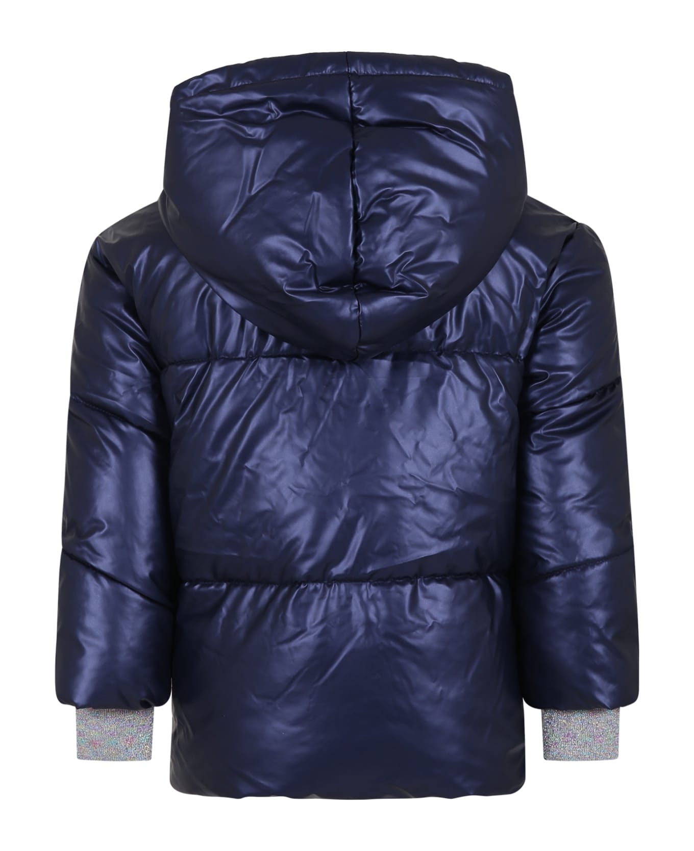 Billieblush Blue Padded Coat With Sequined Logo For Girl - Blue コート＆ジャケット