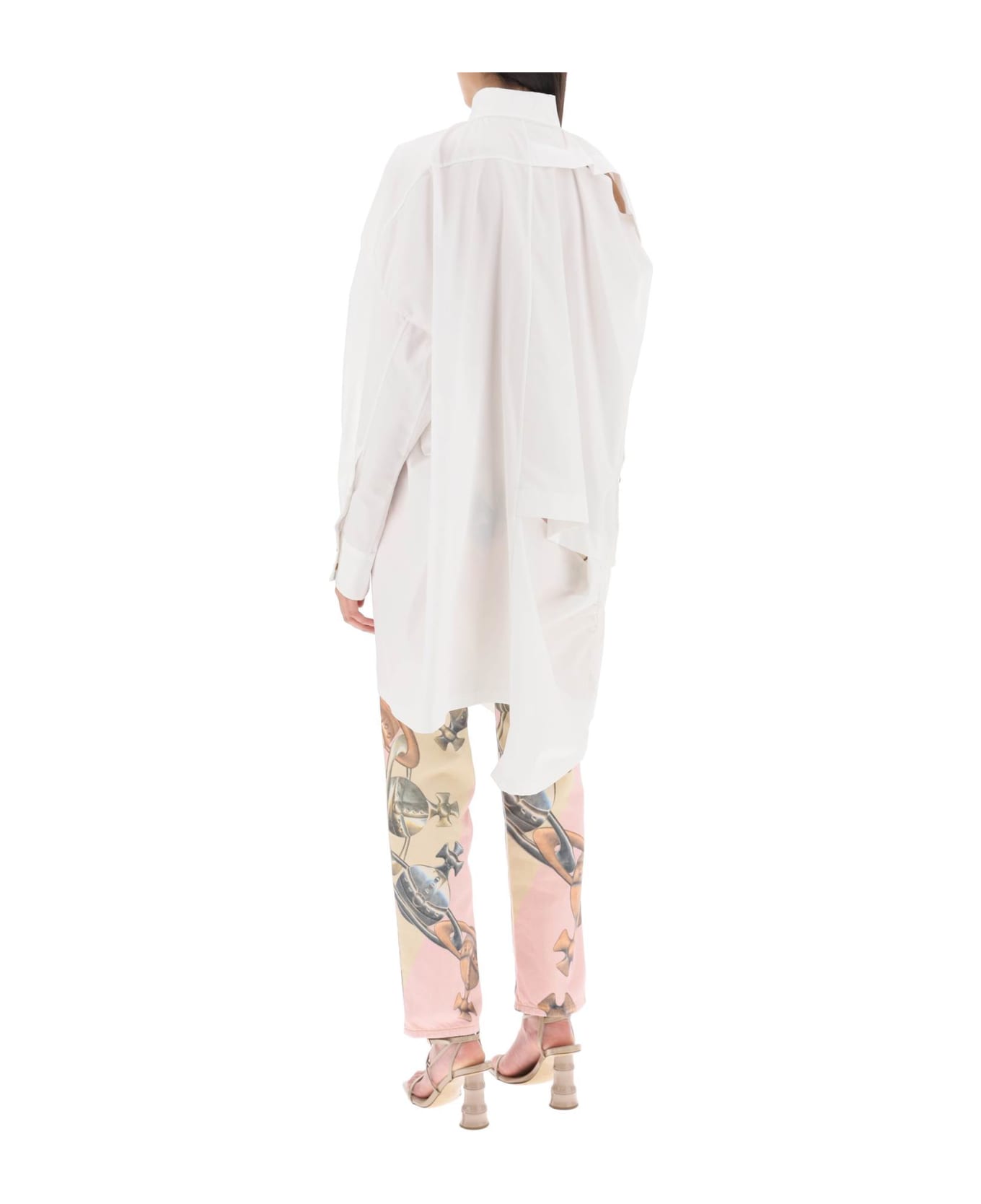 Vivienne Westwood Gibbon Asymmetric Shirt Dress With Cut-outs - WHITE (White)