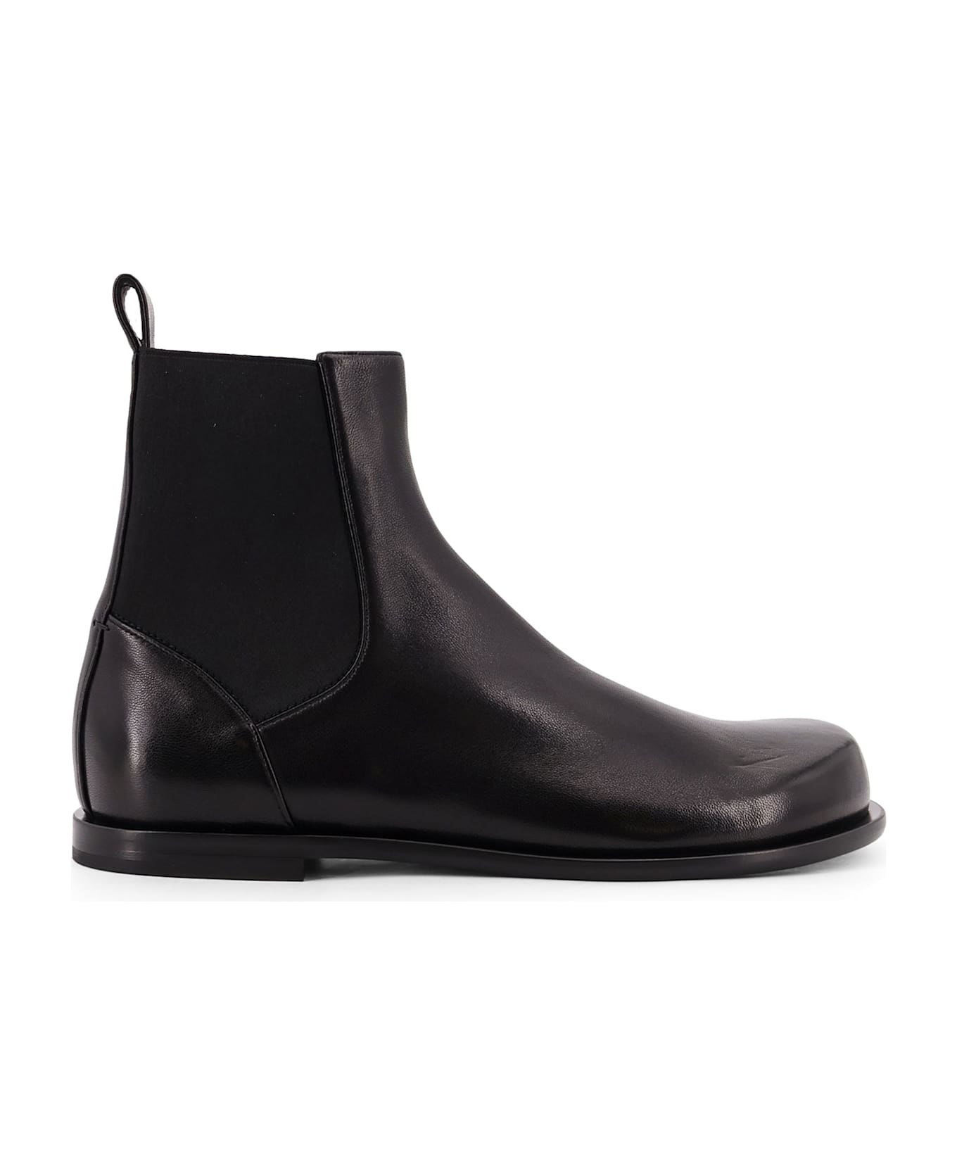 Fendi Chelsea Squared Ff Leather Boots - BLACK