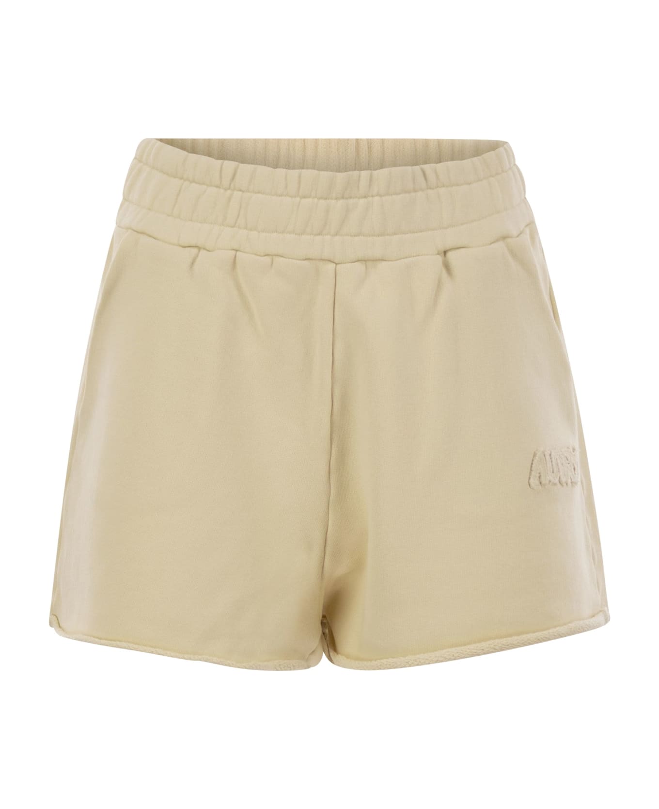 Autry Short Trousers In Compact Cotton Jersey - Beige