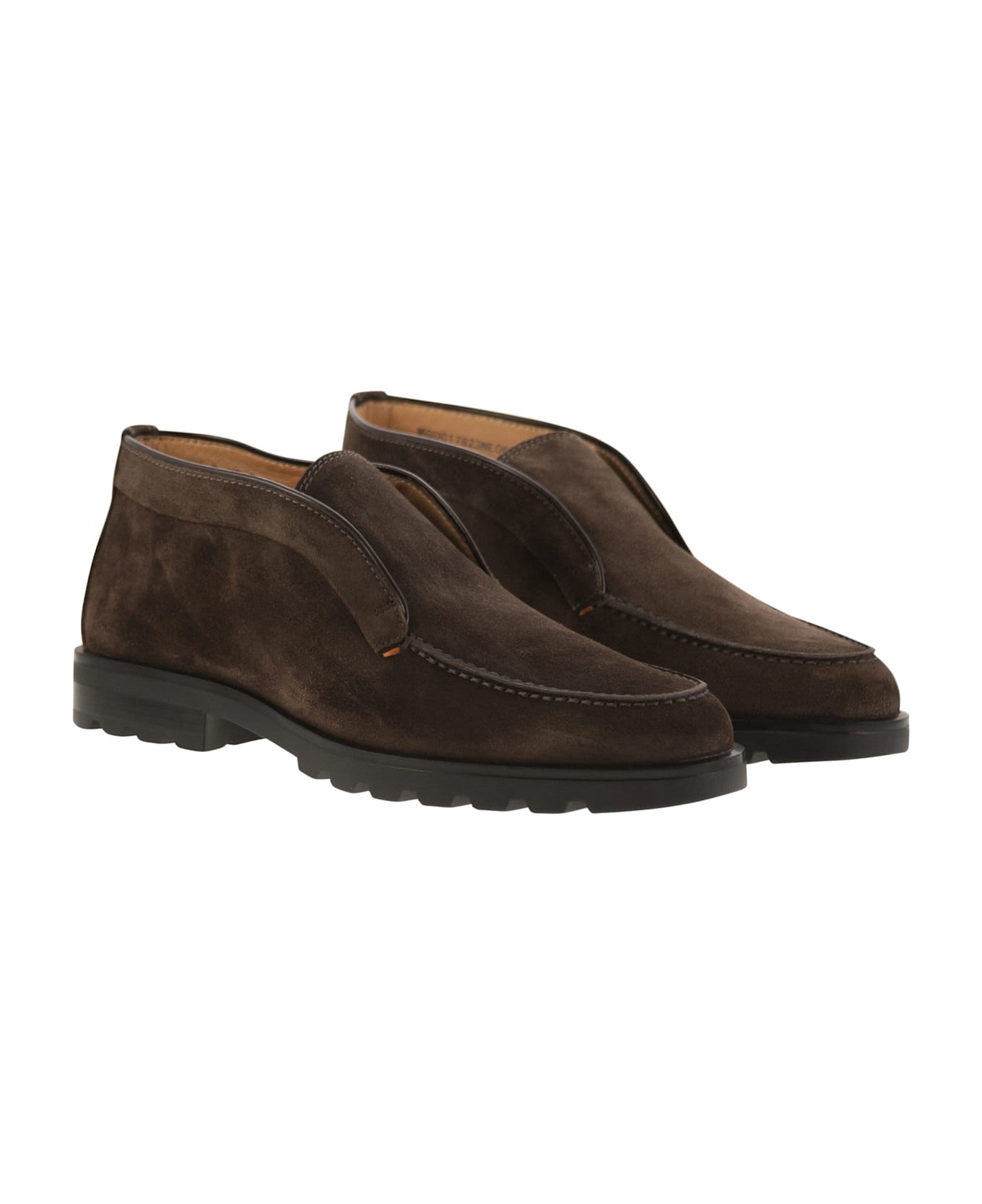 Santoni Suede Ankle Boot Without Laces - Brown