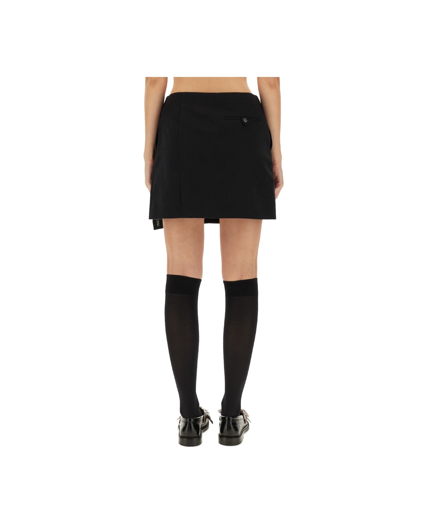 Moschino Wool Wrap Skirt - BLACK