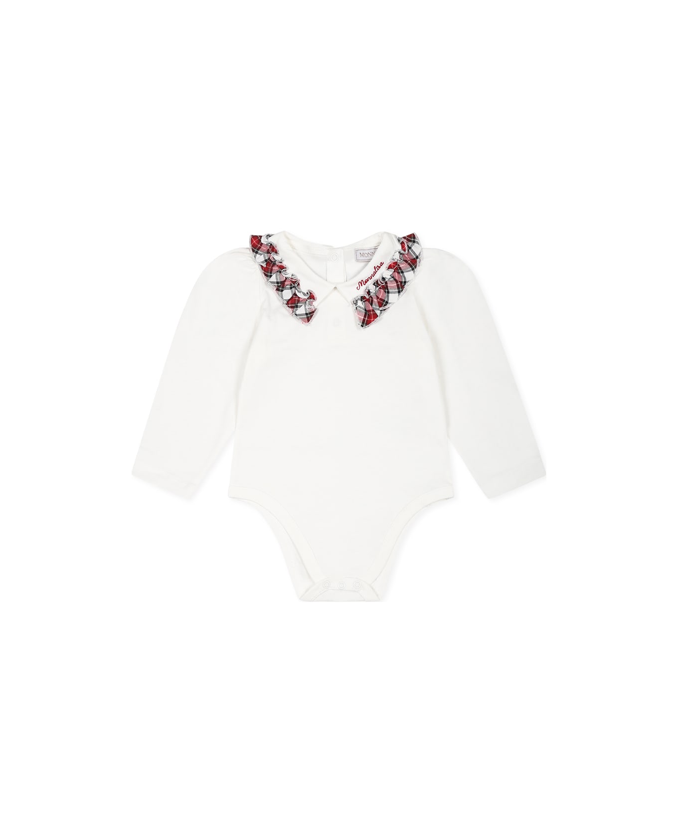 Monnalisa Ivory T-shirt For Baby Girl With Logo - Ivory