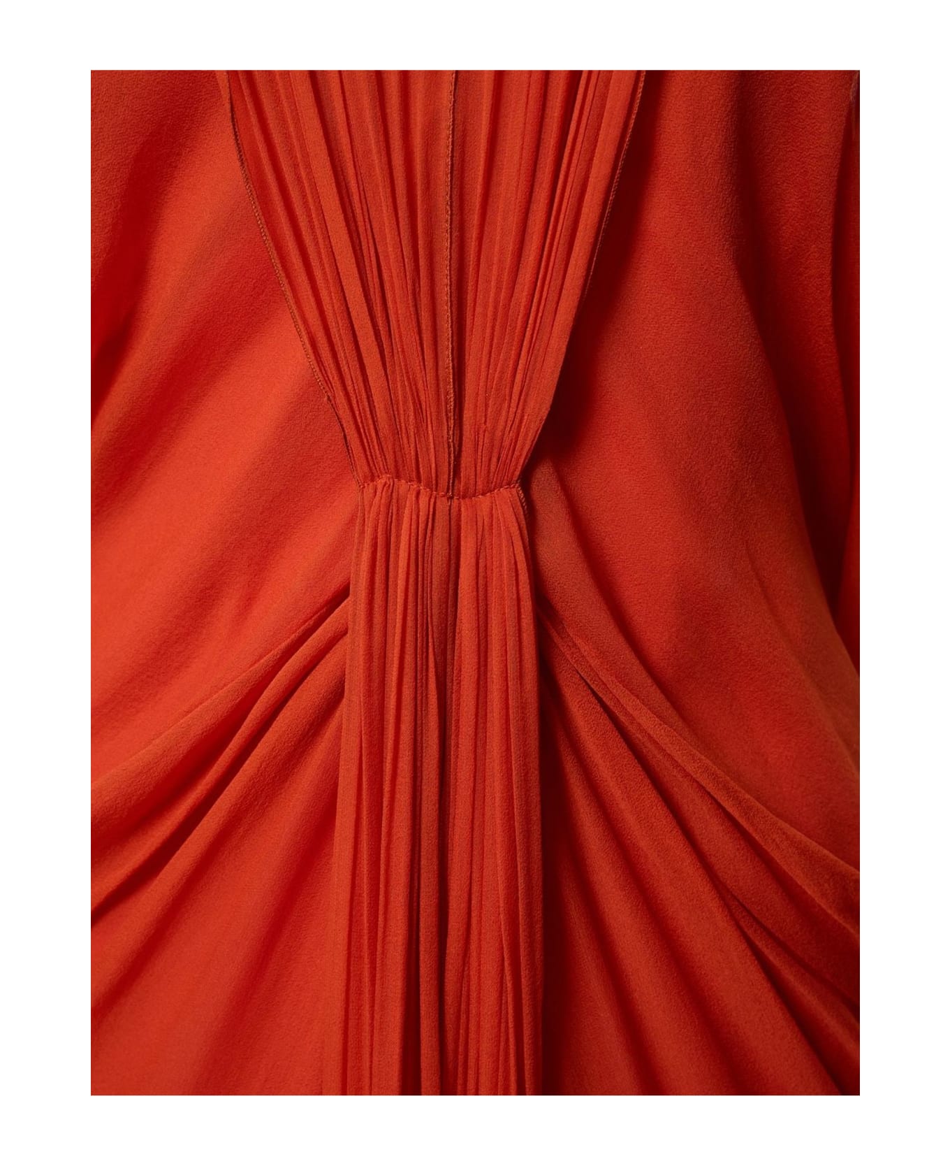 Alberta Ferretti Dress In Organic Silk Chiffon - Orange