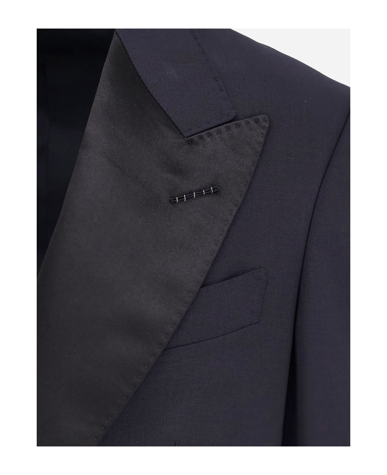 Tom Ford Wool Tuxedo With Contrasting Profiles - INK