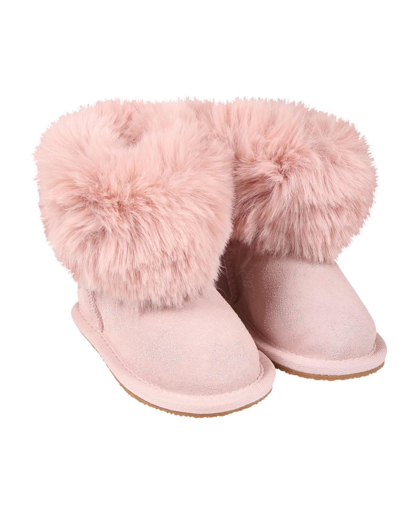 Monnalisa Pink Boots For Girl With Bows - Rosa Antico