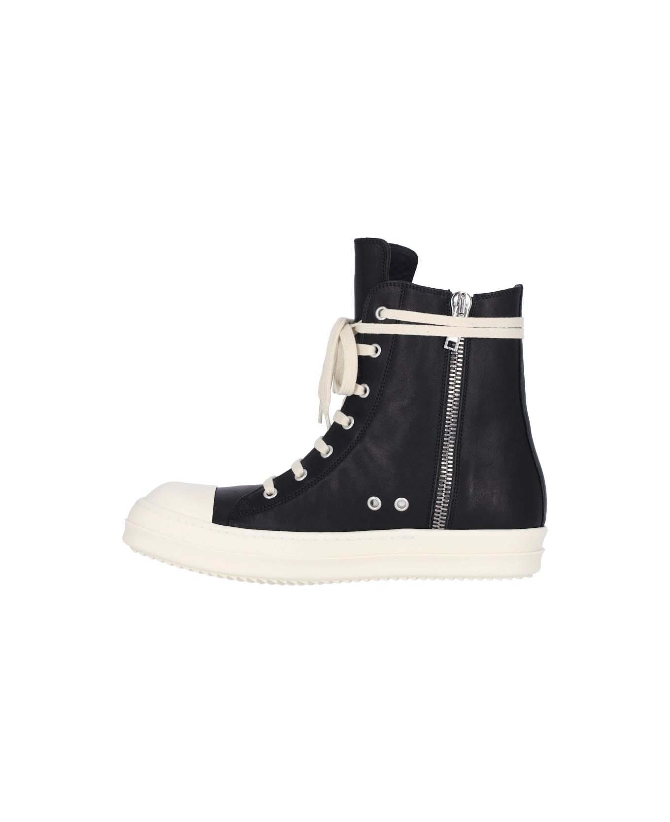 Rick Owens High-top Sneakers With Zip - Black Milk