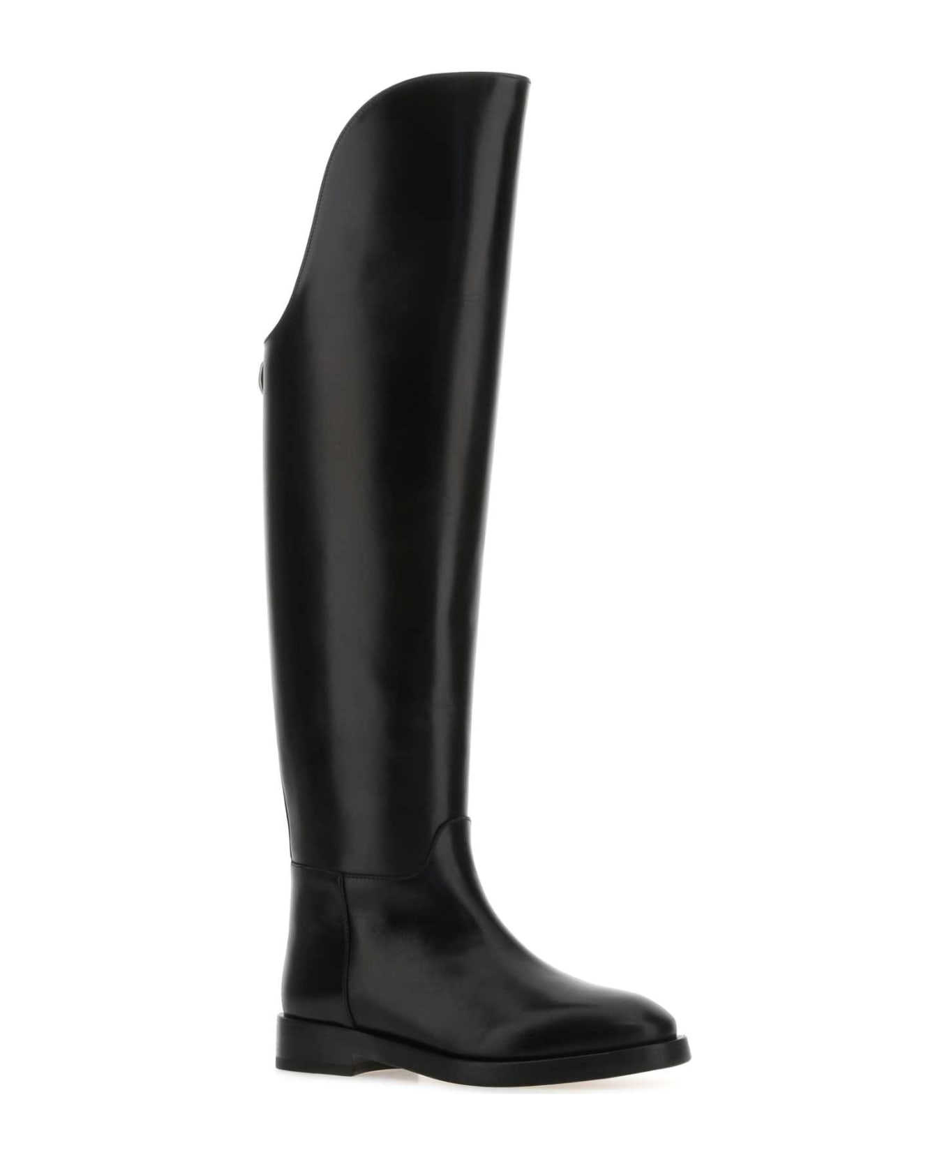 Durazzi Milano Black Leather Equestrian Boots - BLACK ブーツ