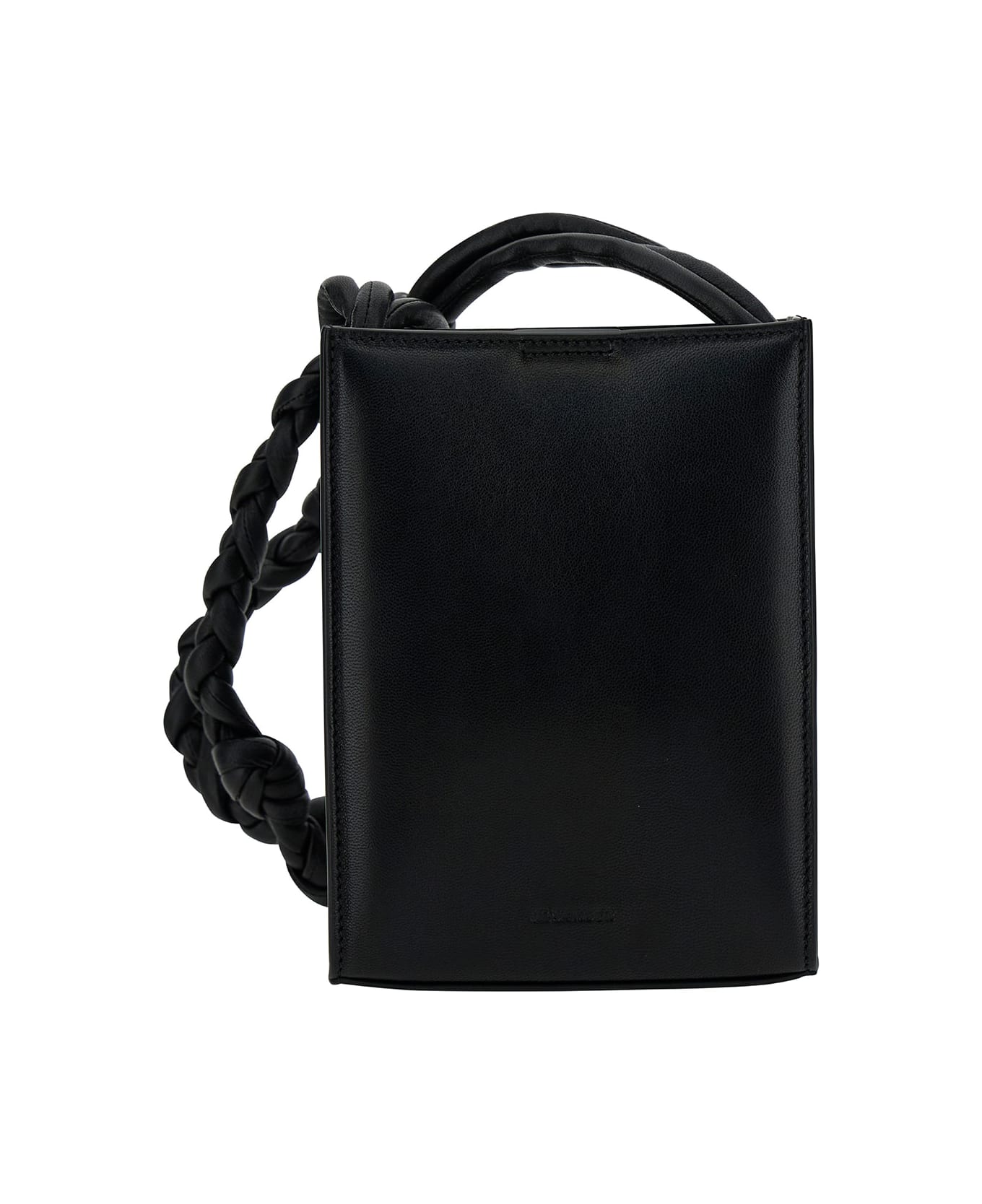 Jil Sander 'tangle Small' Black Shoulder Bag With Embossed Logo In Leather Man - Black ショルダーバッグ