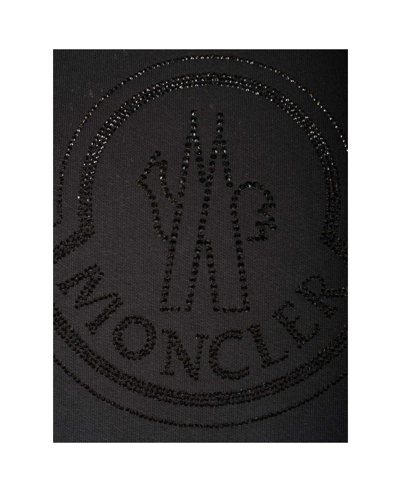 Moncler Logo Sweatshirt With Crystals - Black