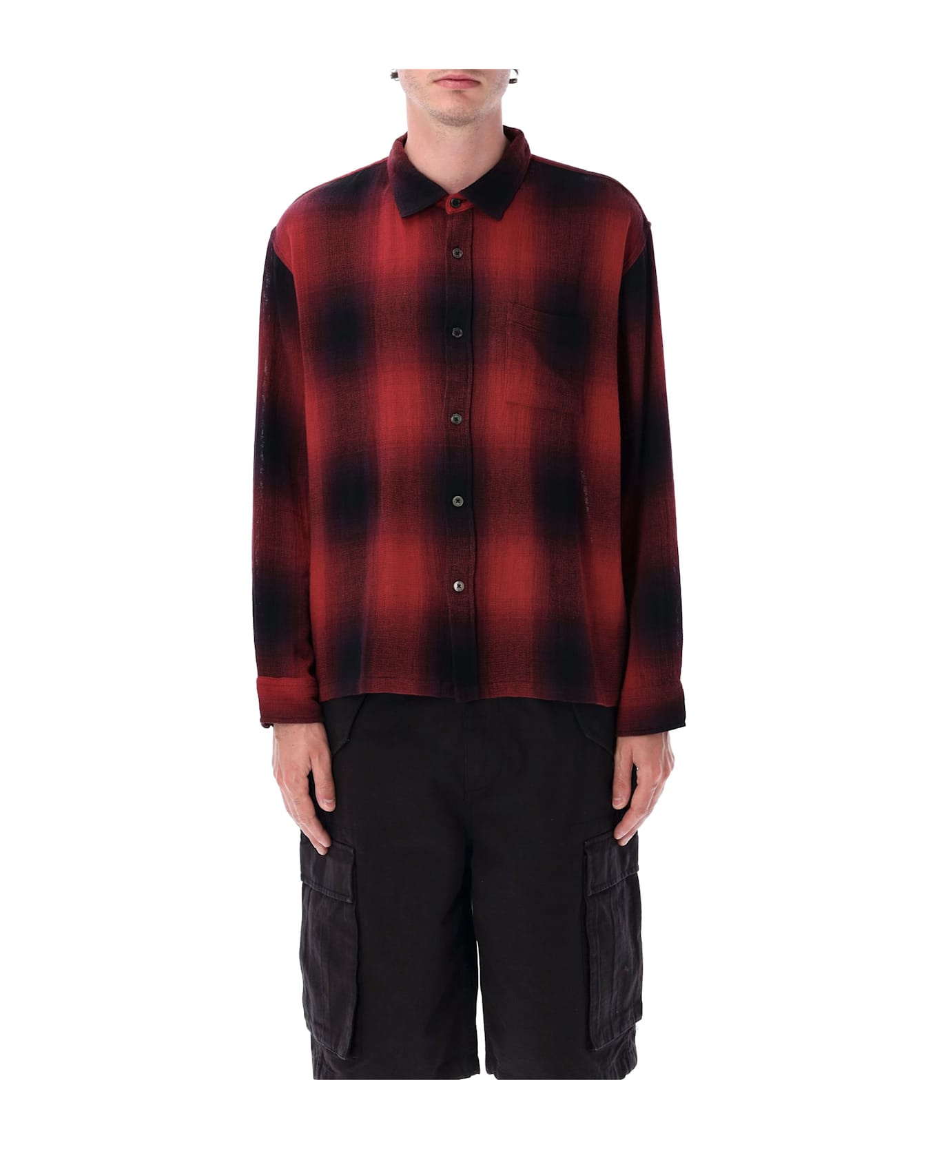 Stussy Loose Weave Plaid Shirt - RED
