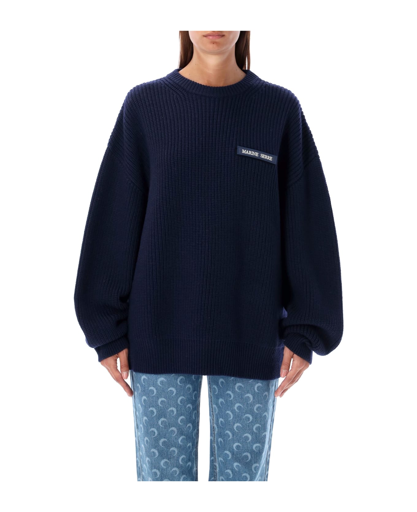 Marine Serre Fisherman Sweater - NAVY