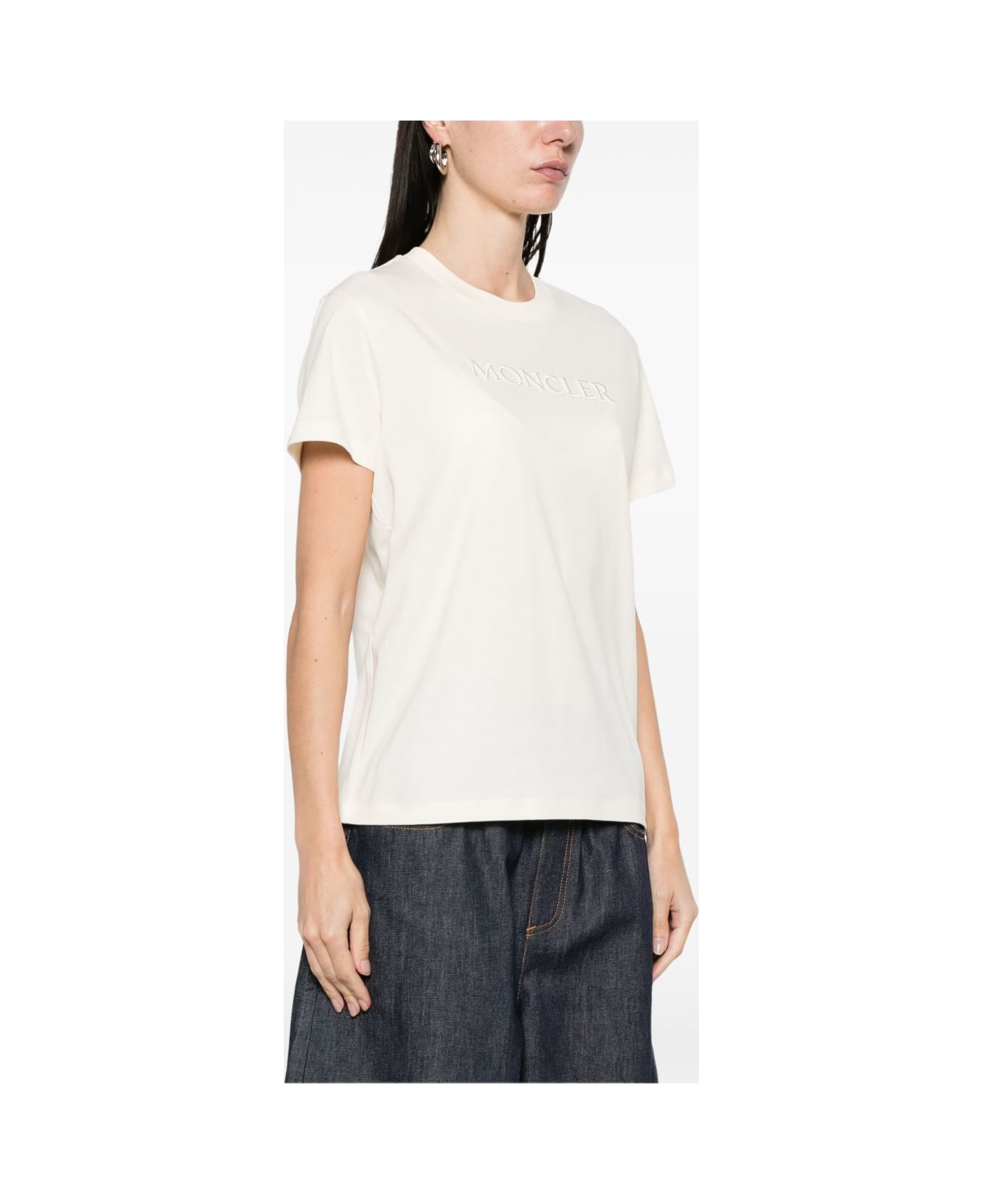 Moncler Logo Cotton T-shirt - Beige