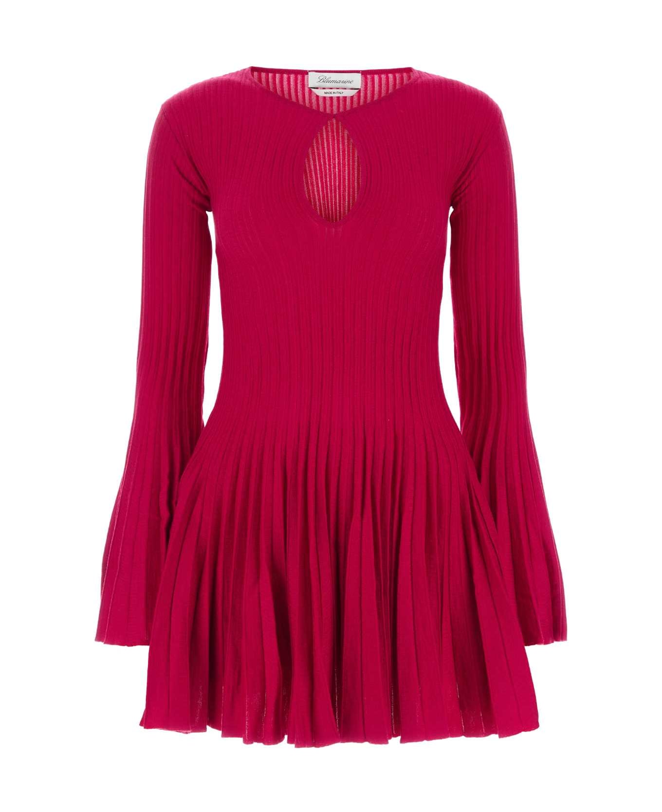 Blumarine Fuchsia Wool Mini Dress - AMARENA