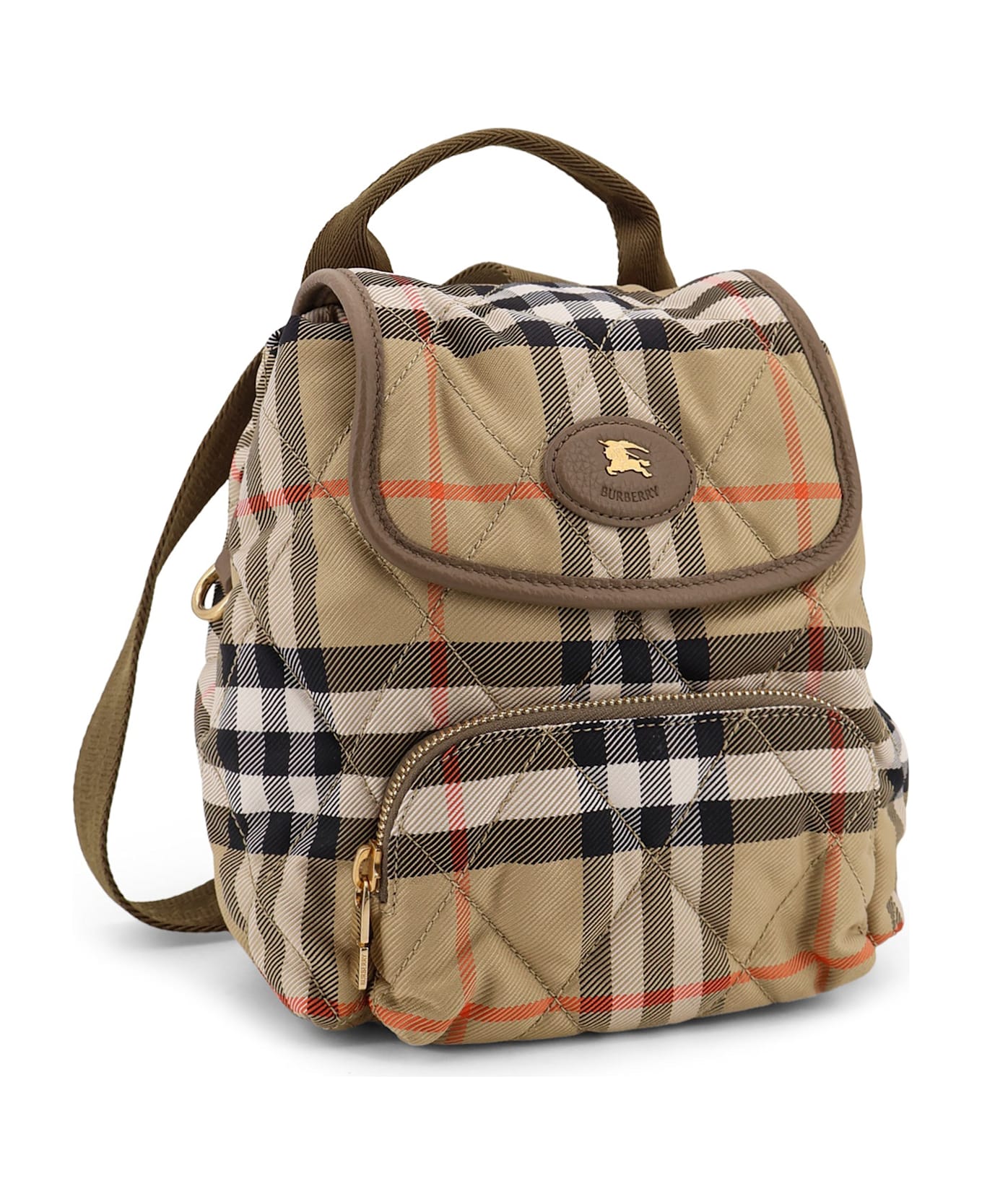 Burberry Horseshoe Check Nylon Backpack - SAND