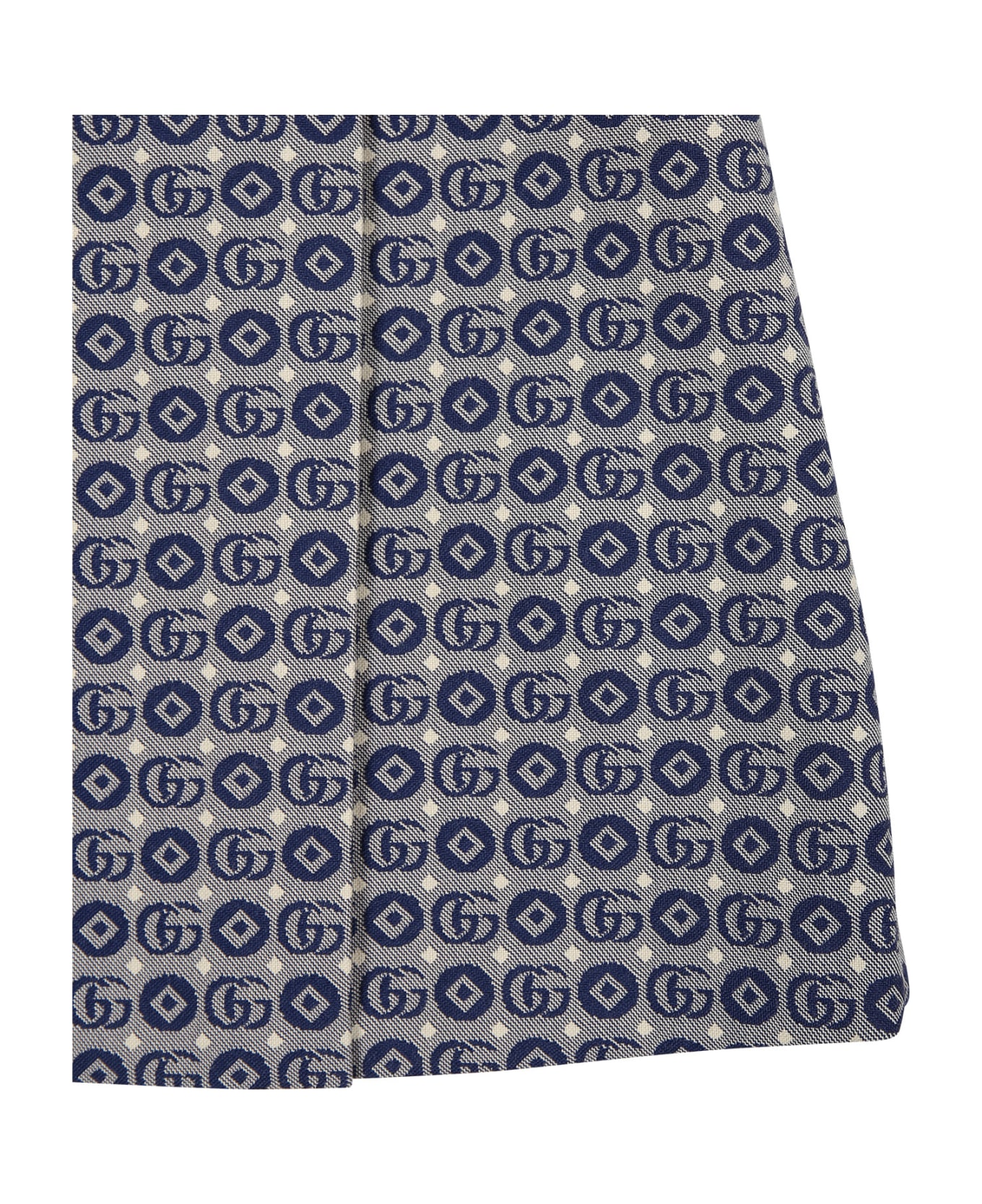 Gucci Blue Dress For Baby Girl With All-over Gg Geometric Pattern - Blue