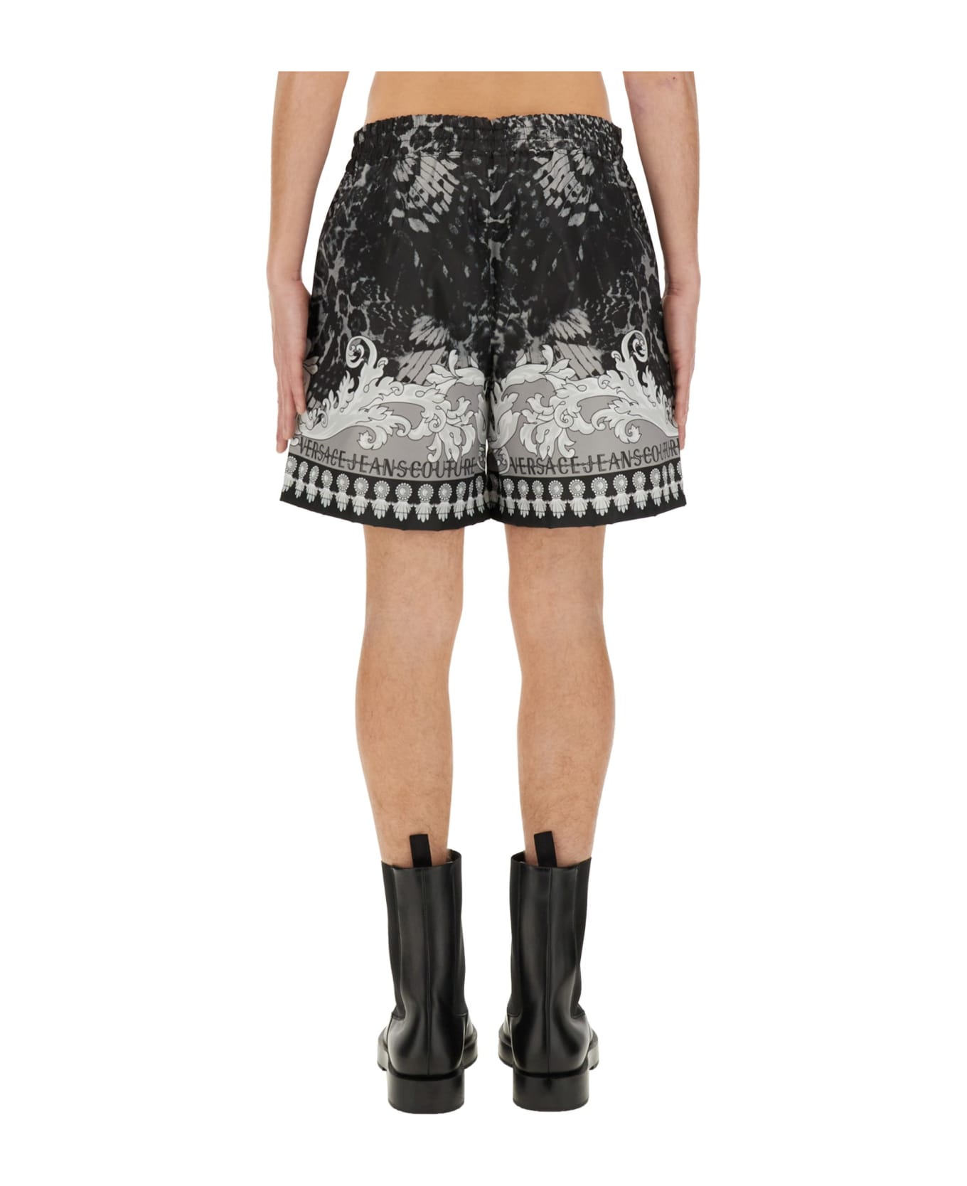 Versace Jeans Couture Bermuda Shorts With Print - BLACK