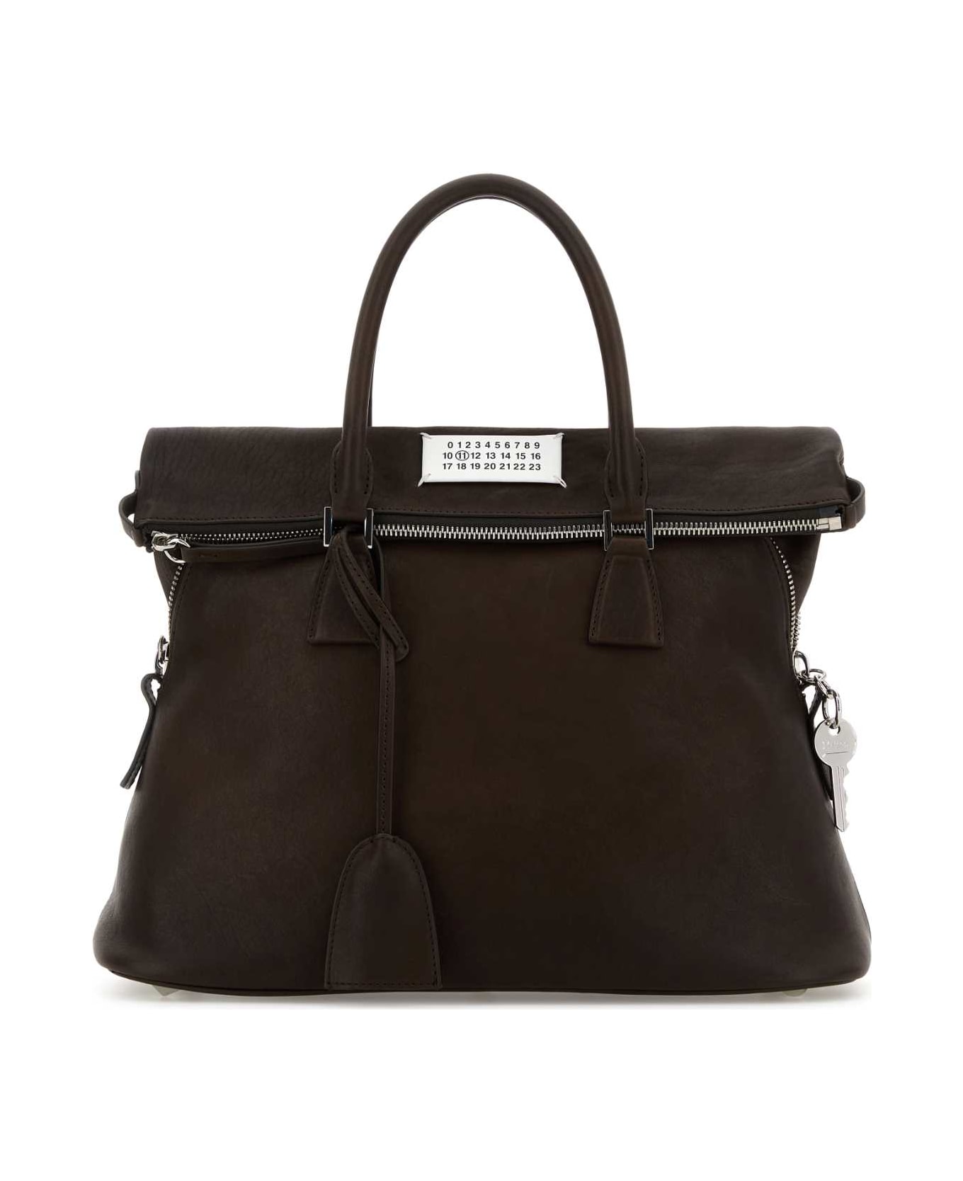 Maison Margiela Dark Brown Leather Medium 5ac Loved To Death Handbag - �b�ne
