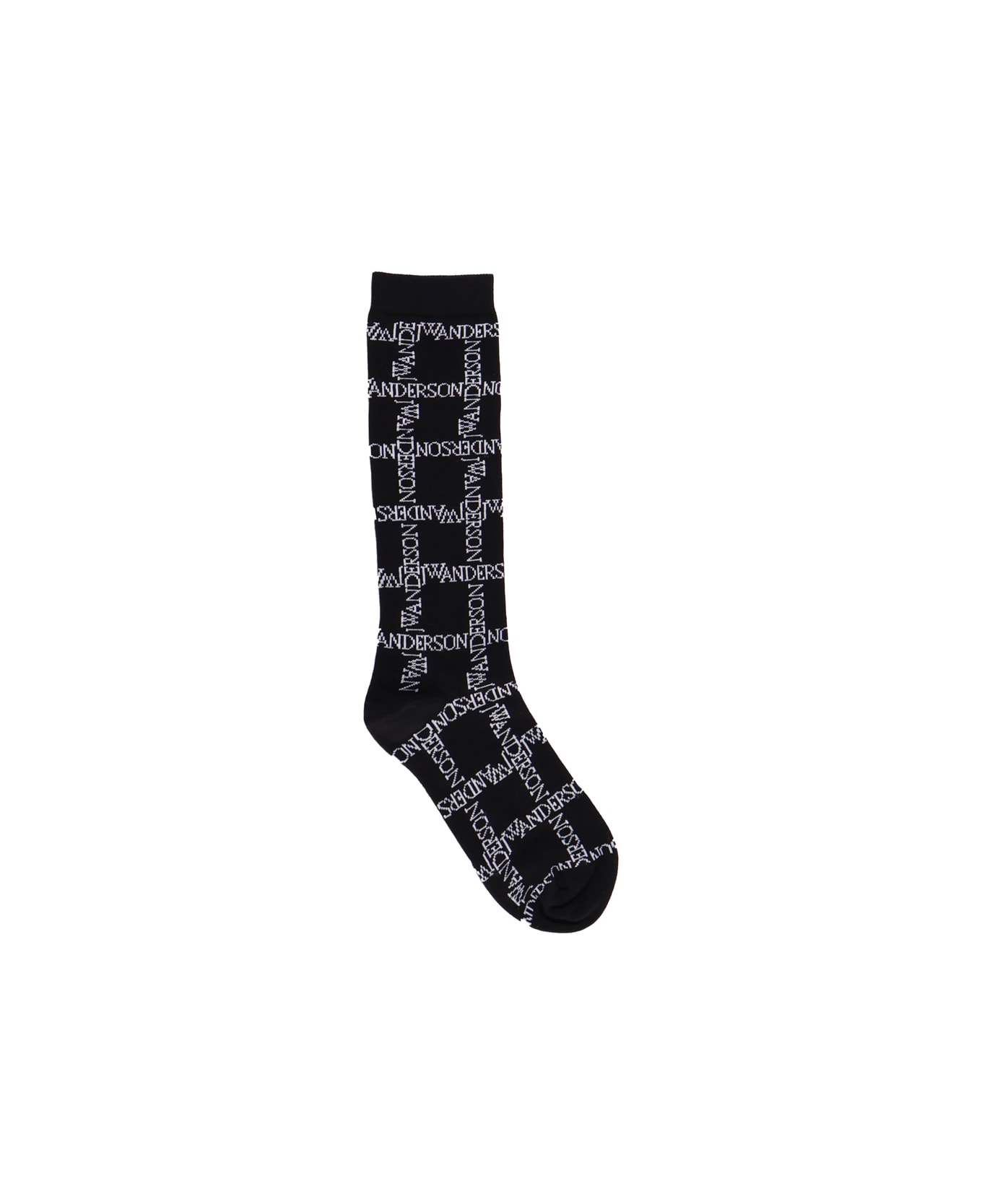J.W. Anderson Men's Socks With All-over Logo Decoration - Black/white 靴下